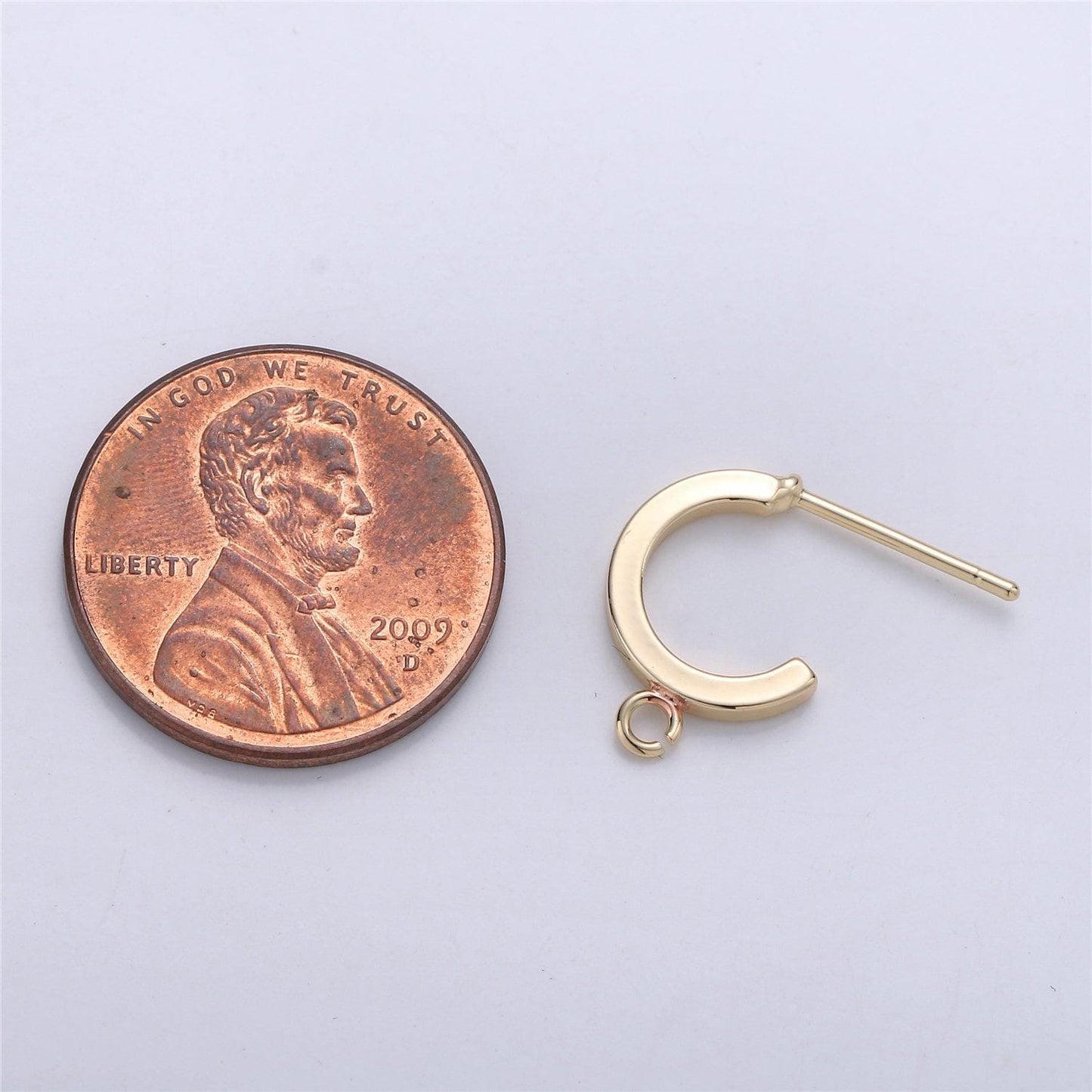 2 pcs 14k gold filled hoop stud w/ open link push back earring making 10mm, nickel free lead free for earring charm making finding k-197