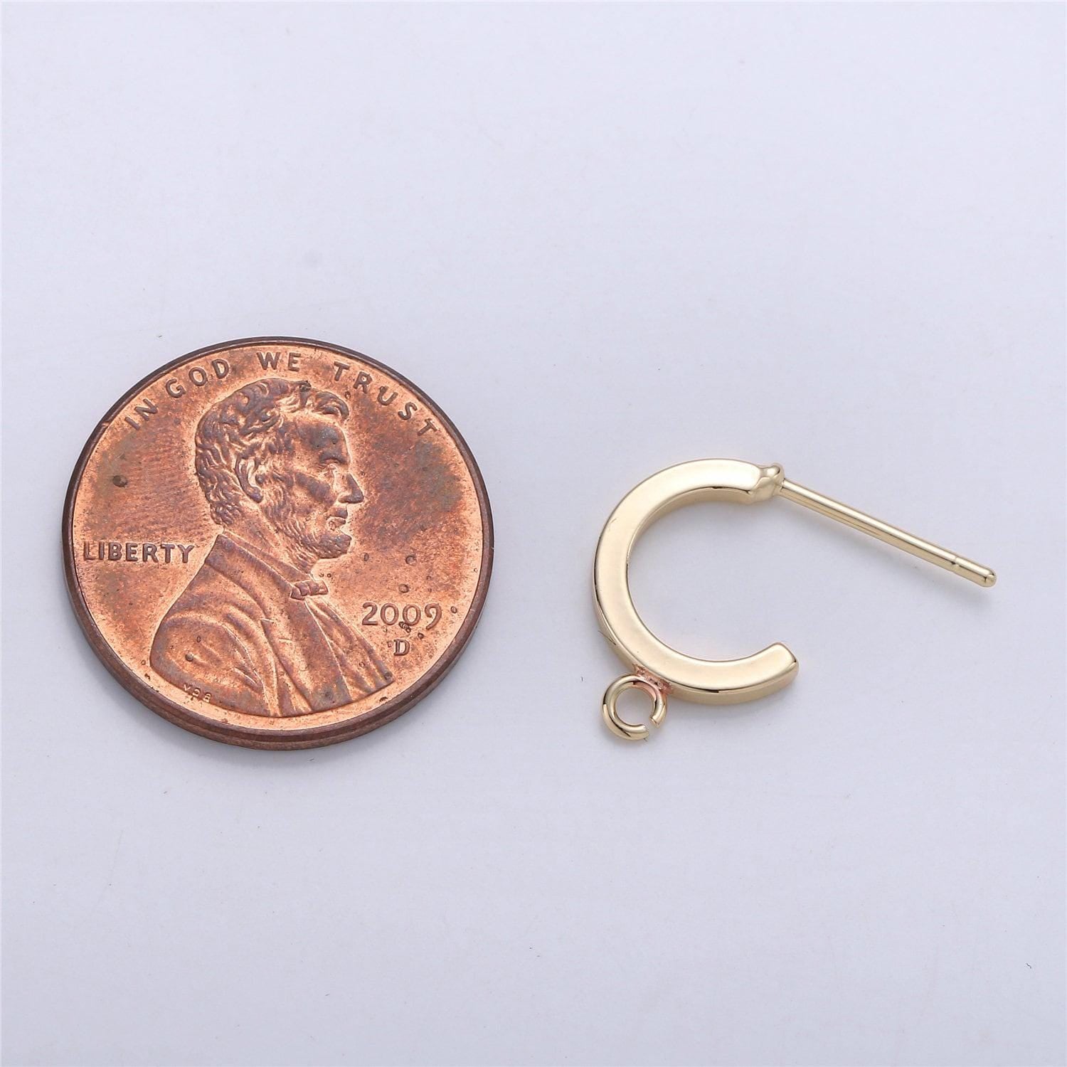2 pcs 14k gold filled hoop stud w/ open link push back earring making 10mm, nickel free lead free for earring charm making finding k-197