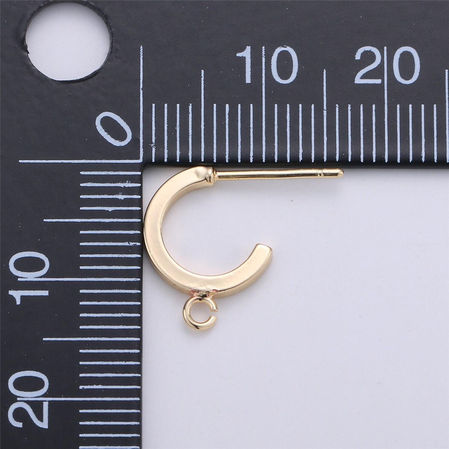 2 pcs 14k gold filled hoop stud w/ open link push back earring making 10mm, nickel free lead free for earring charm making finding k-197