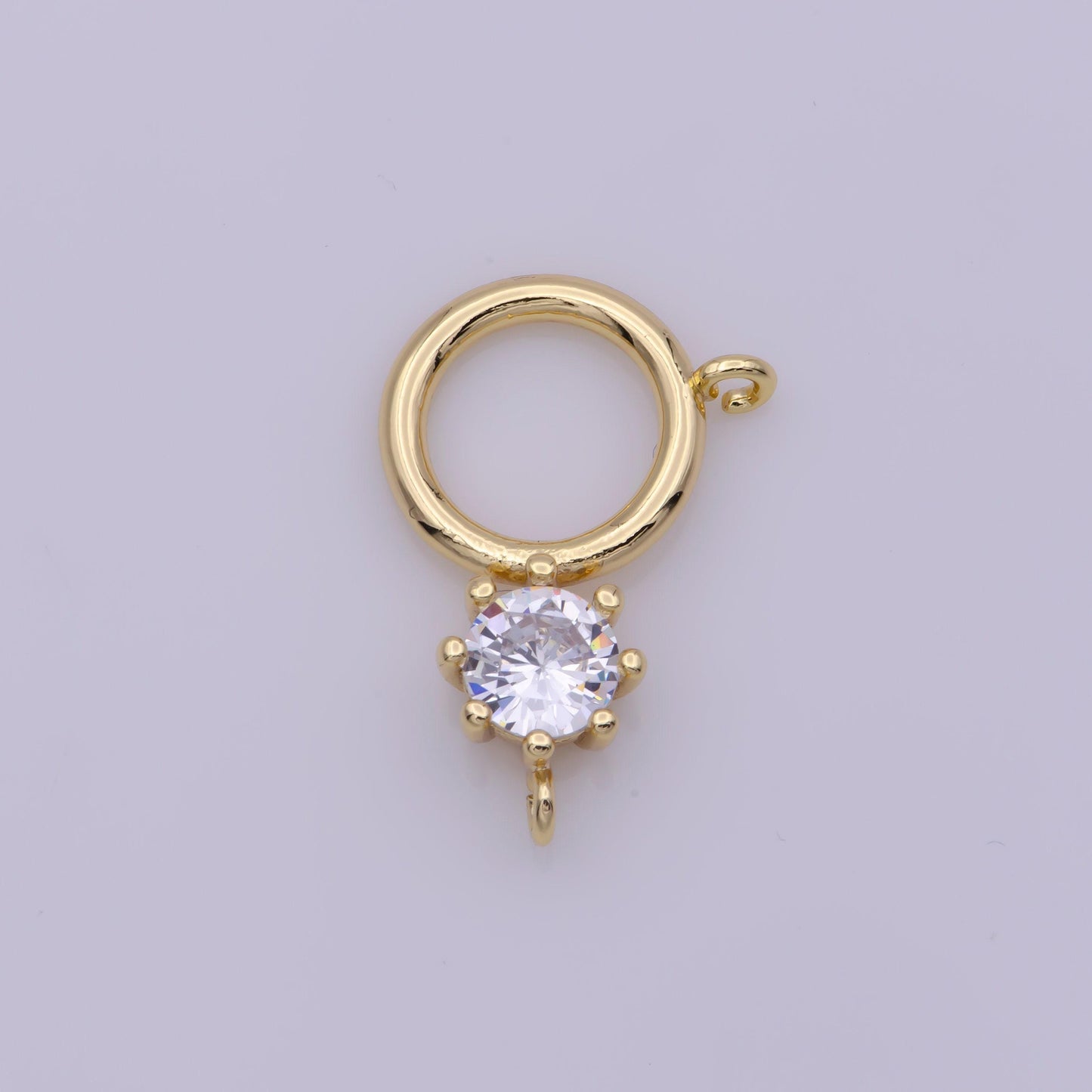 18k gold filled charm dangle round charm double bail link connector for necklace | l-563