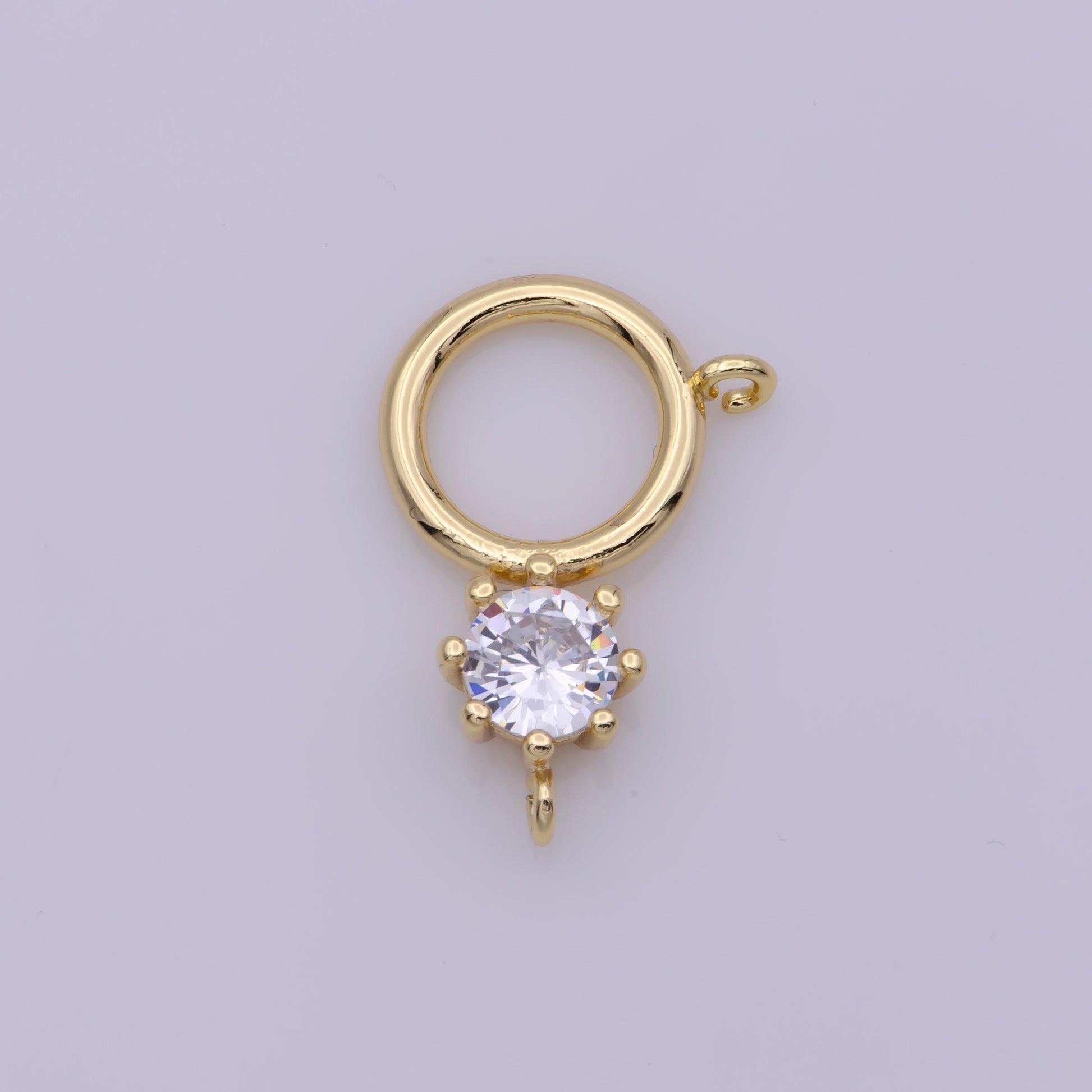 18k gold filled charm dangle round charm double bail link connector for necklace | l-563