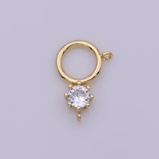 18k gold filled charm dangle round charm double bail link connector for necklace | l-563