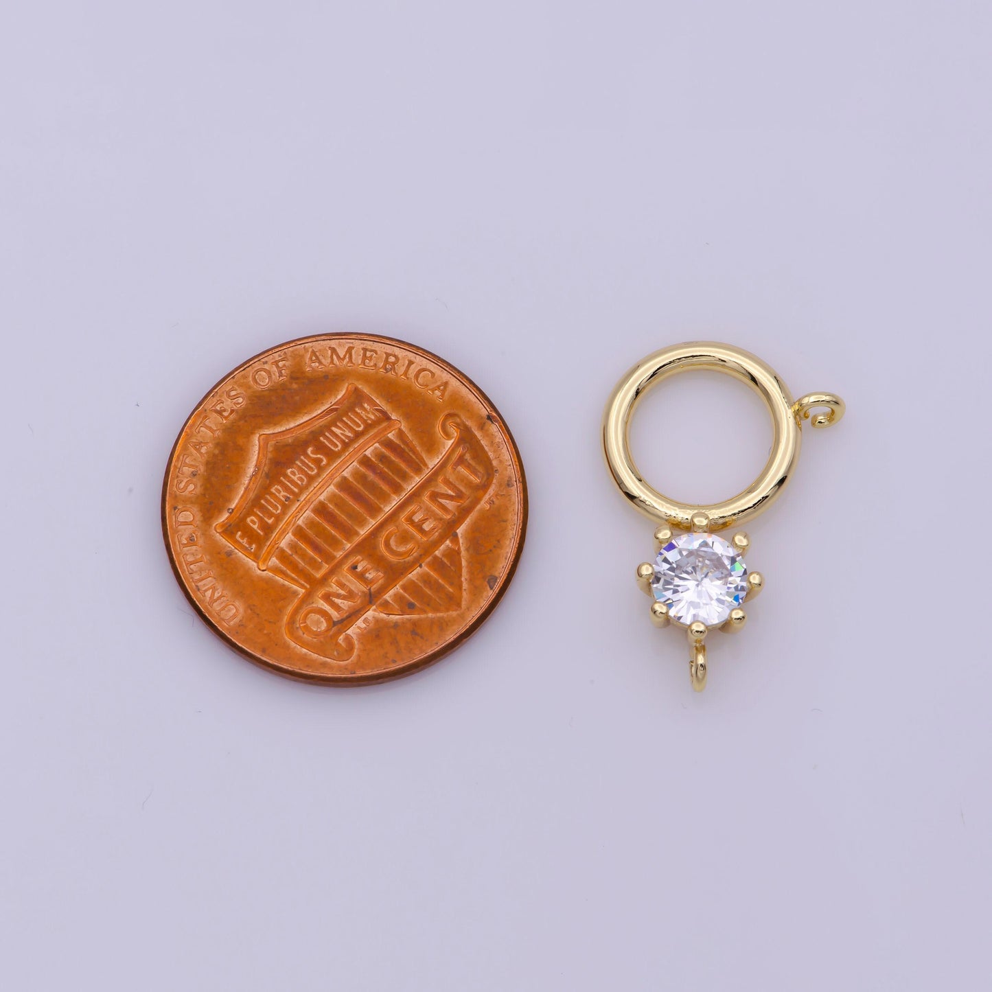 18k gold filled charm dangle round charm double bail link connector for necklace | l-563