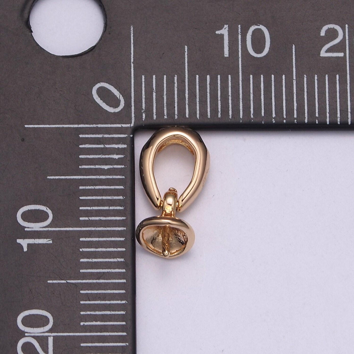Gold bead and pearl cap with peg for top drilled beads minimalis bead's cap supply component l-562