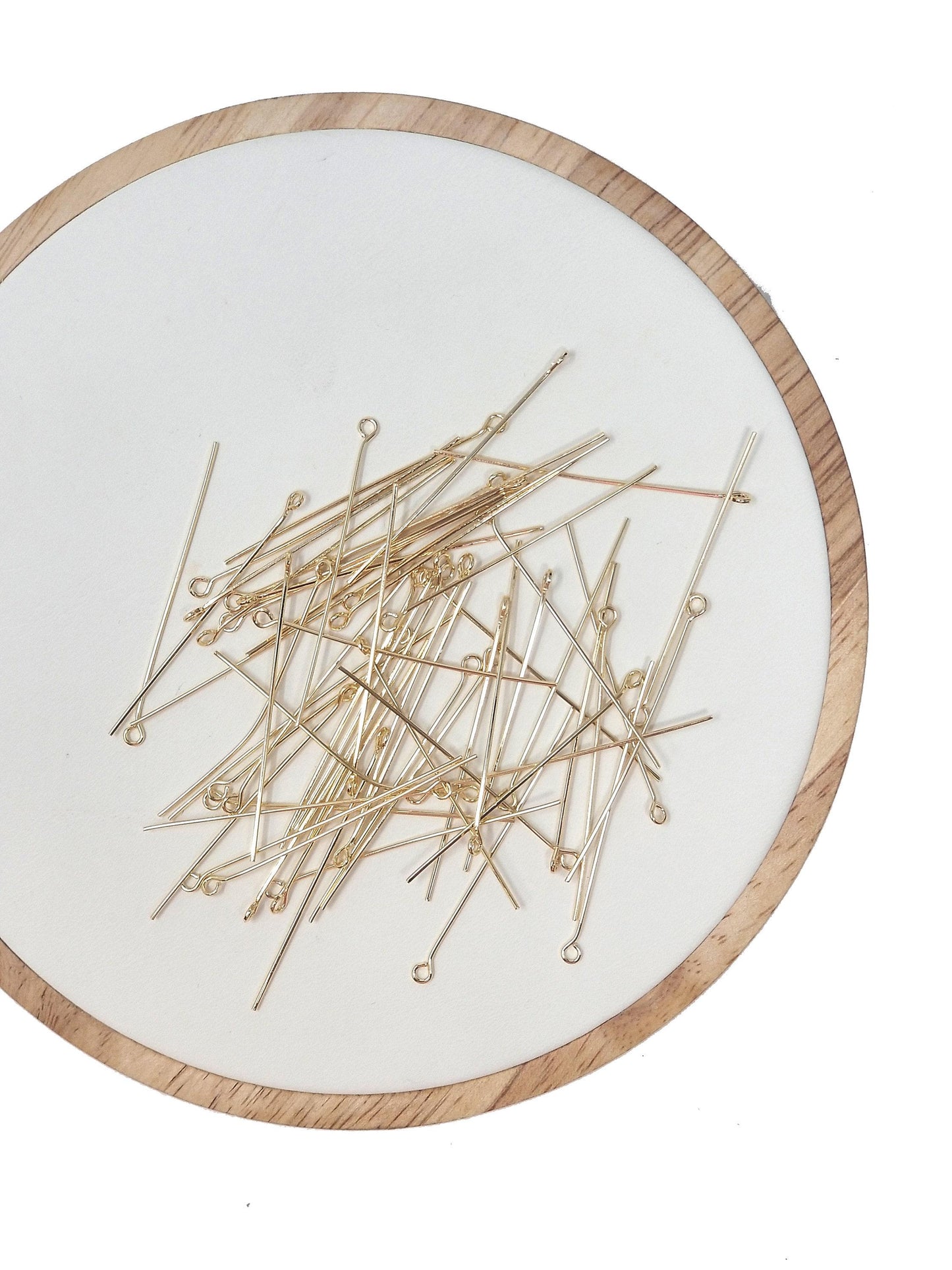 Gold eye pin, 0.7 mm (21 gauge) by 20 mm, 30 mm, 35 mm, open eyepins headpins jewelry making craft supply diy finding | l-549 l-537 l-538