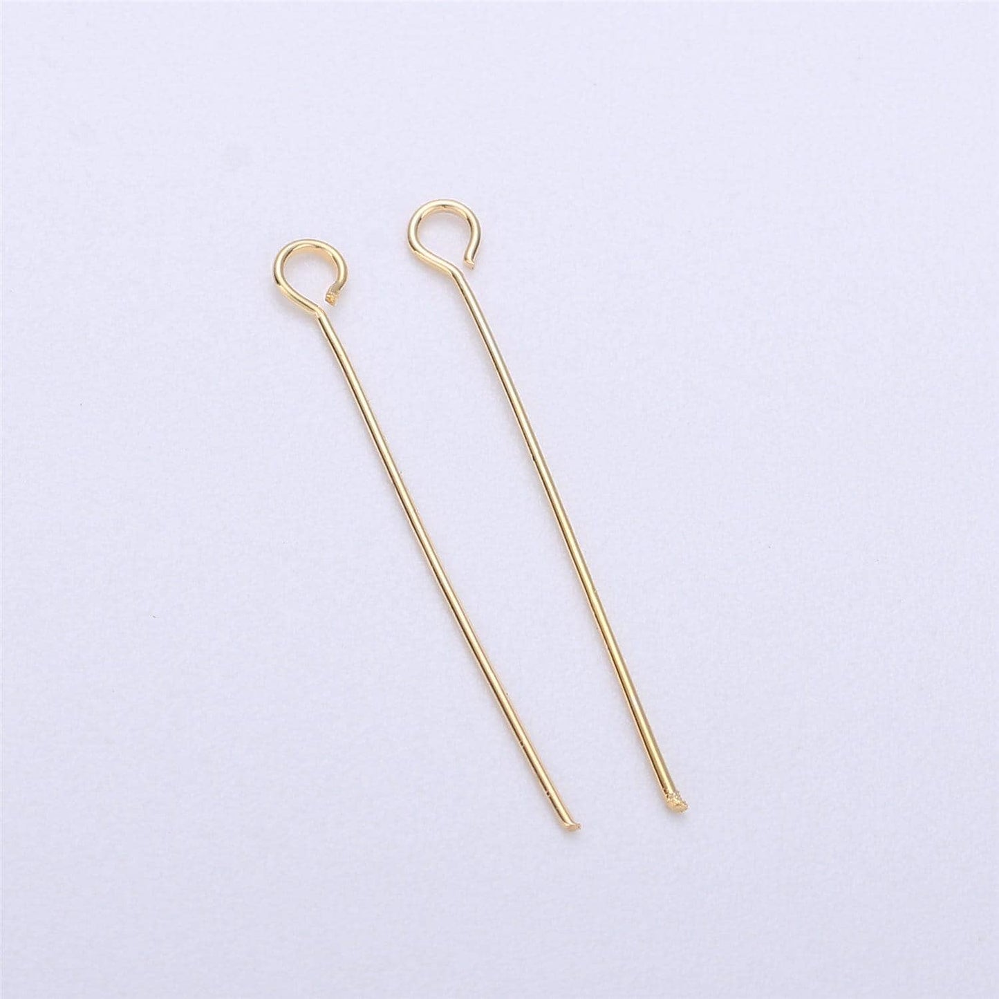 Gold eye pin, 0.5 mm (24 gauge) by 20 mm, 25 mm, 30 mm, open eyepins headpins jewelry making craft supply diy finding | l-548 l-554 l-555