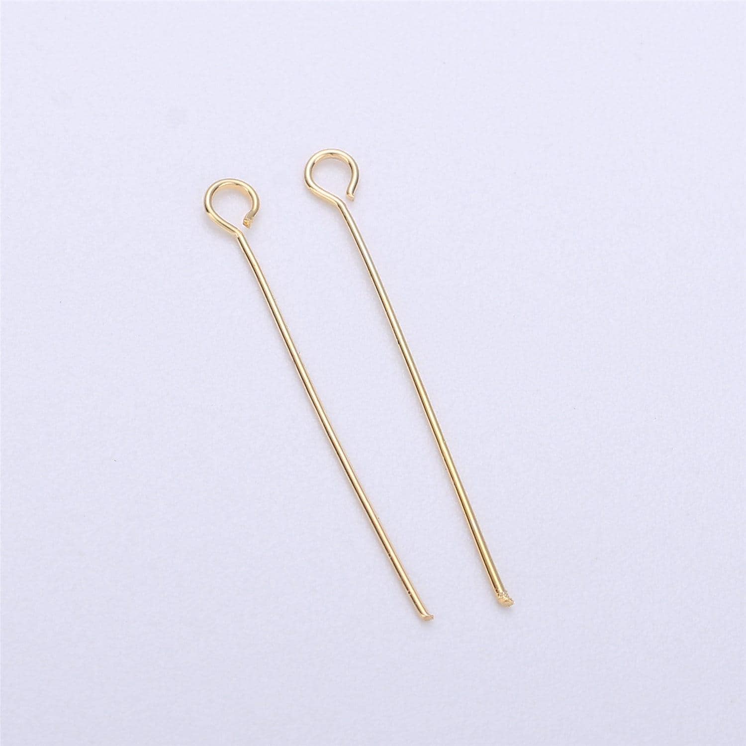 Gold eye pin, 0.5 mm (24 gauge) by 20 mm, 25 mm, 30 mm, open eyepins headpins jewelry making craft supply diy finding | l-548 l-554 l-555