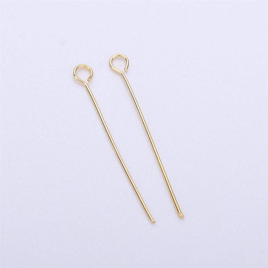 Gold eye pin, 0.6 mm (24 gauge) by 15 mm, 18 mm, open eyepins headpins jewelry making craft supply diy finding | l-546 l-547