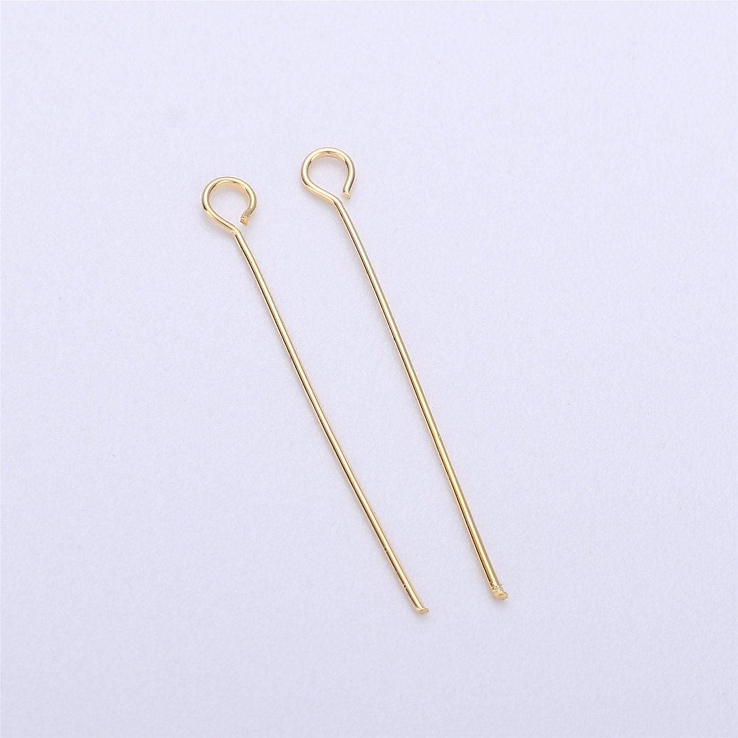 Gold eye pin, 0.5 mm (24 gauge) by 20 mm, 25 mm, 30 mm, open eyepins headpins jewelry making craft supply diy finding | l-548 l-554 l-555