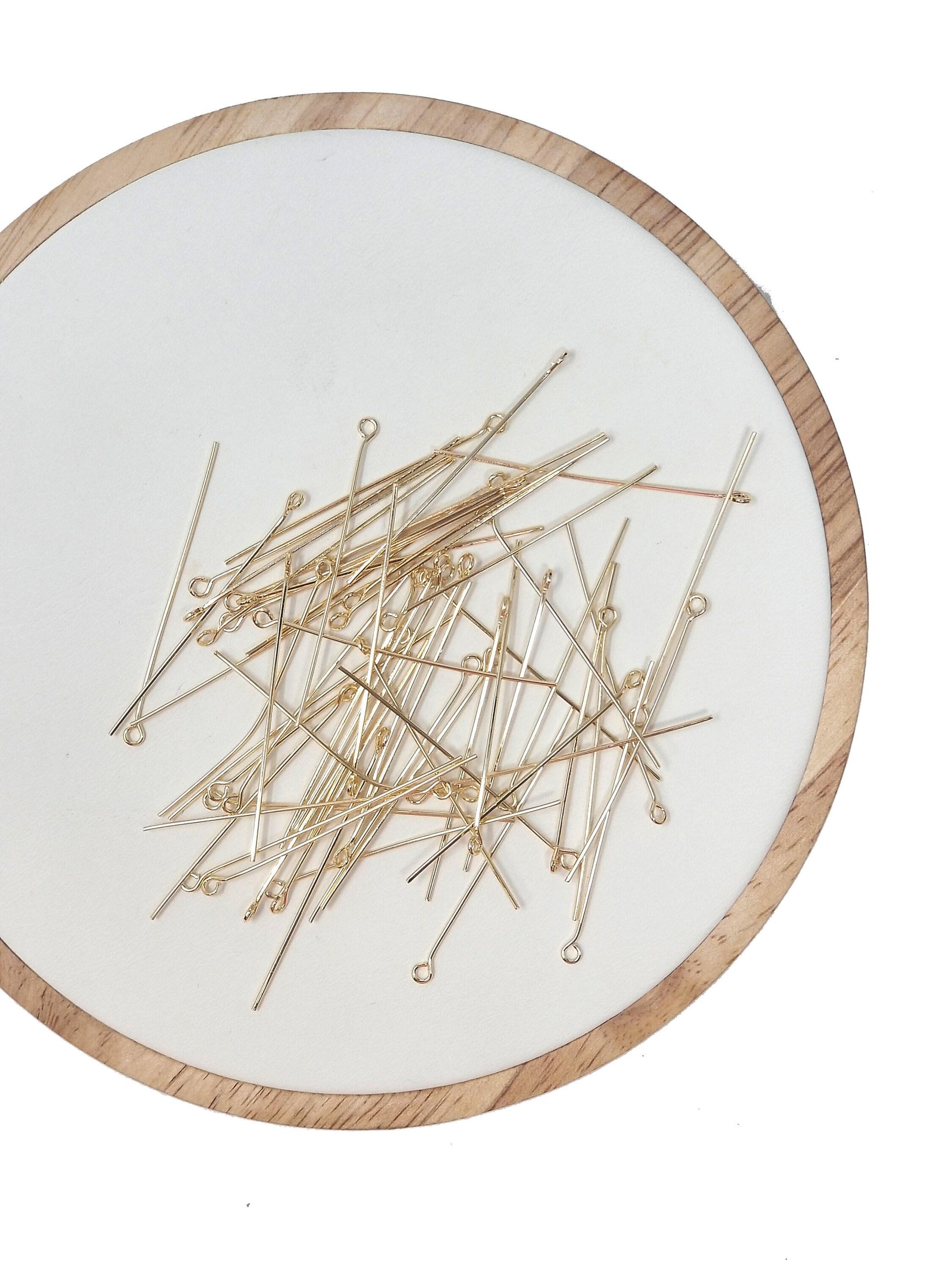 Gold eye pin, 0.6 mm (24 gauge) by 15 mm, 18 mm, open eyepins headpins jewelry making craft supply diy finding | l-546 l-547