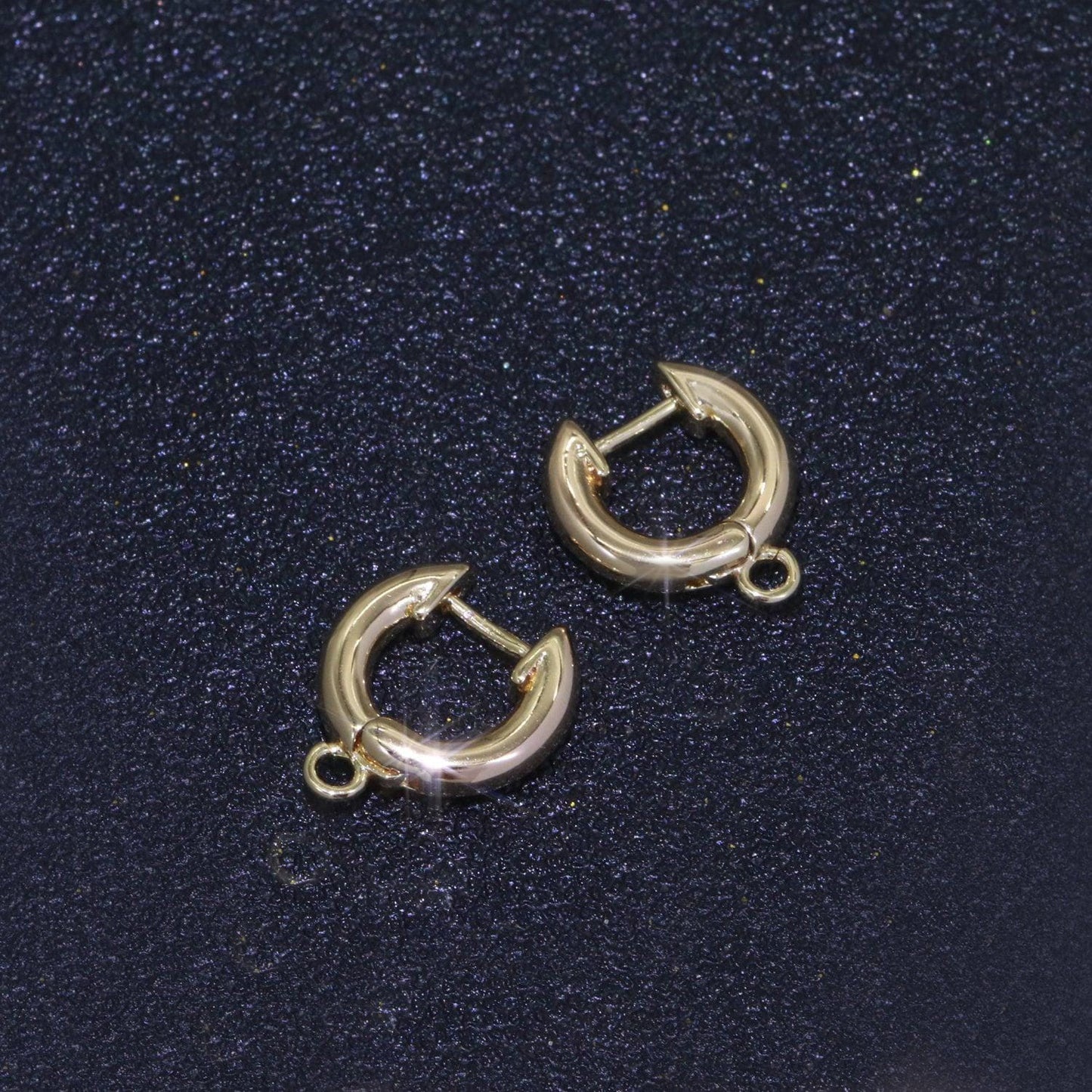 18k gold filled hoop huggie one touch w/ open link lever hoop earring making, 14x11.7 mm, earring charm making findings