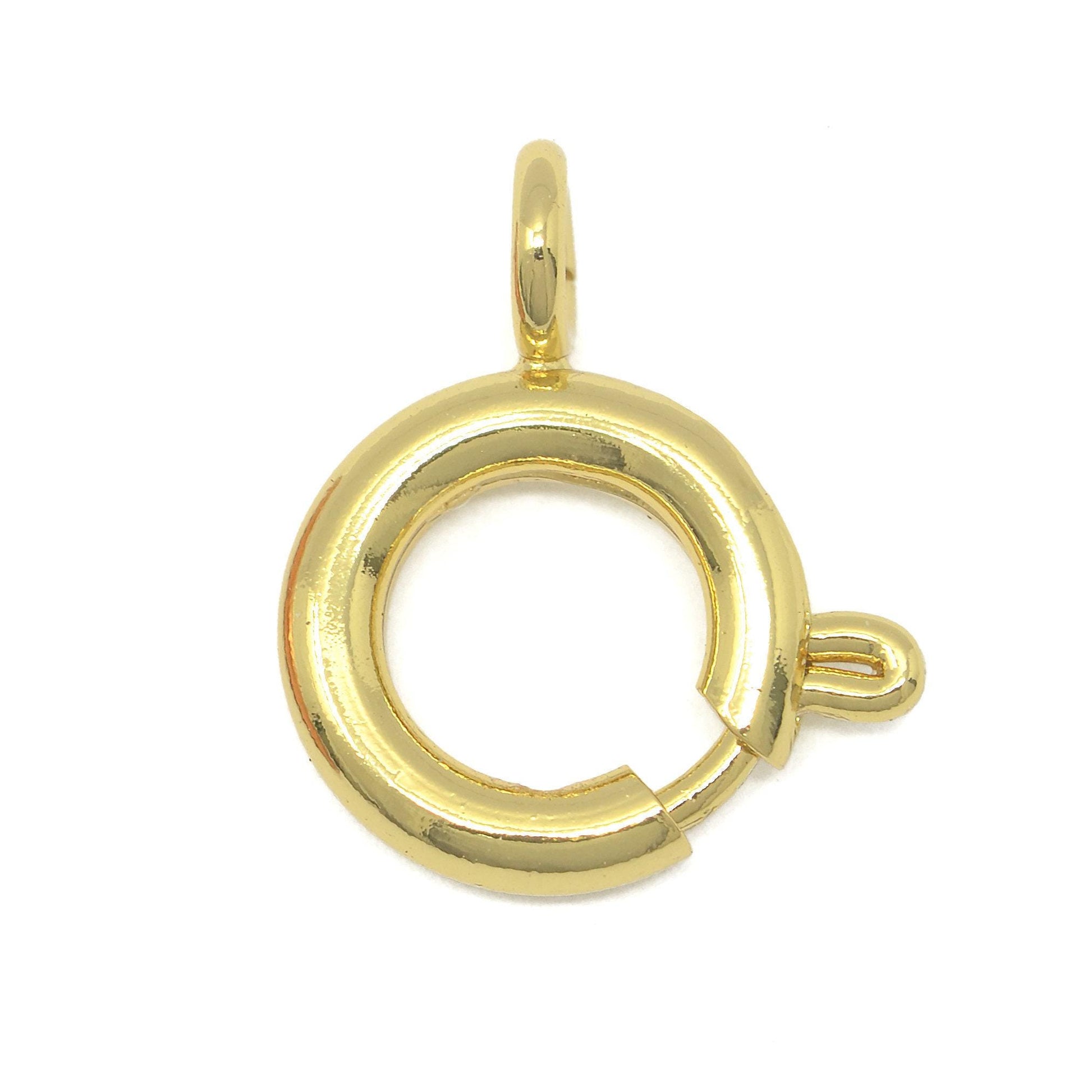 1pc 24k gold filled spring gate ring,12.5mm x 11mm round ring charm holder gold clasp for connector charm holder l-480 - l-482