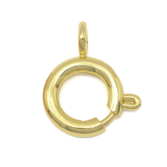 1pc 24k gold filled spring gate ring,12.5mm x 11mm round ring charm holder gold clasp for connector charm holder l-480 - l-482