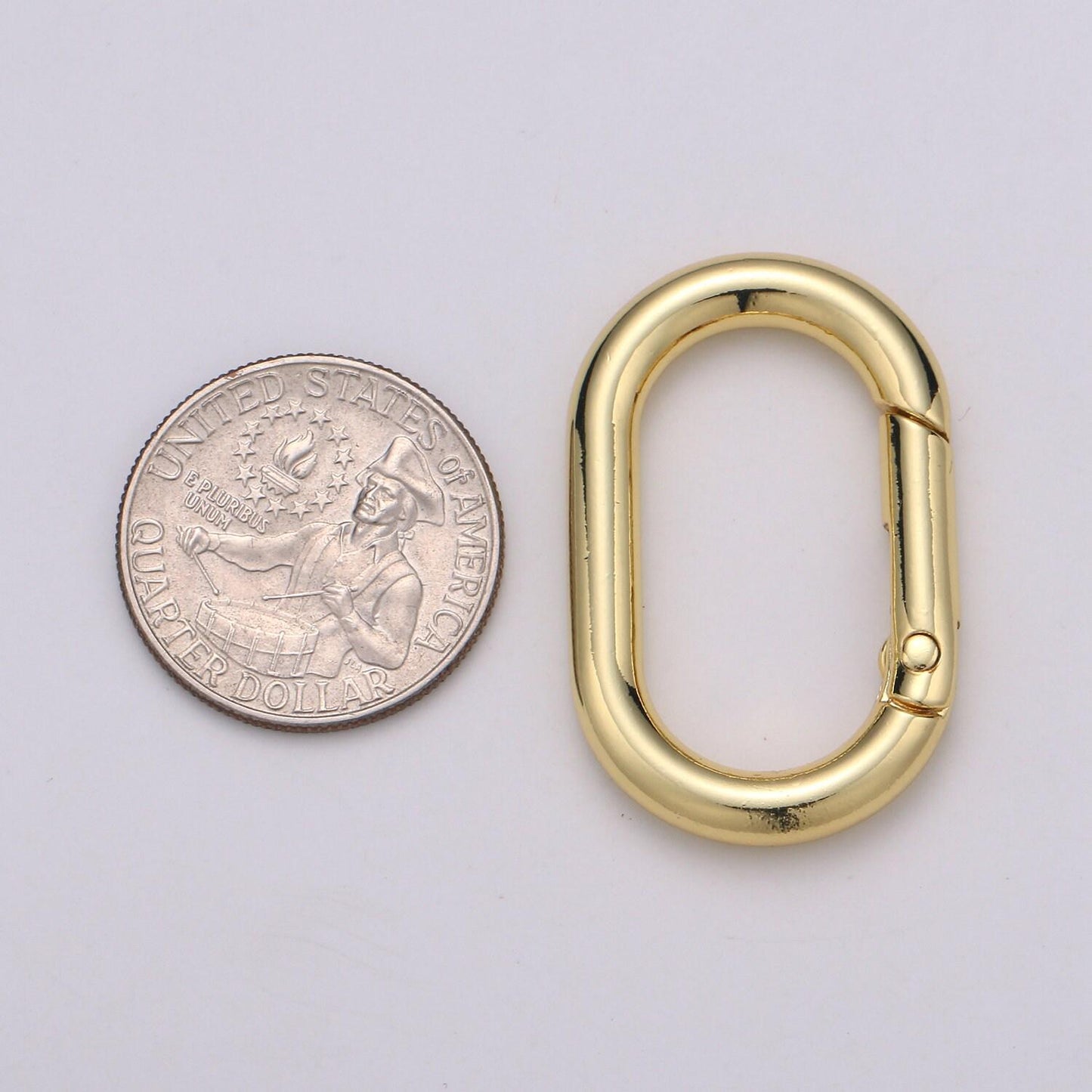 1x chunky gold spring gate ring, push gate ring, 24x38mm oval ring, charm holder 24k gold filled clasp for link chain connector