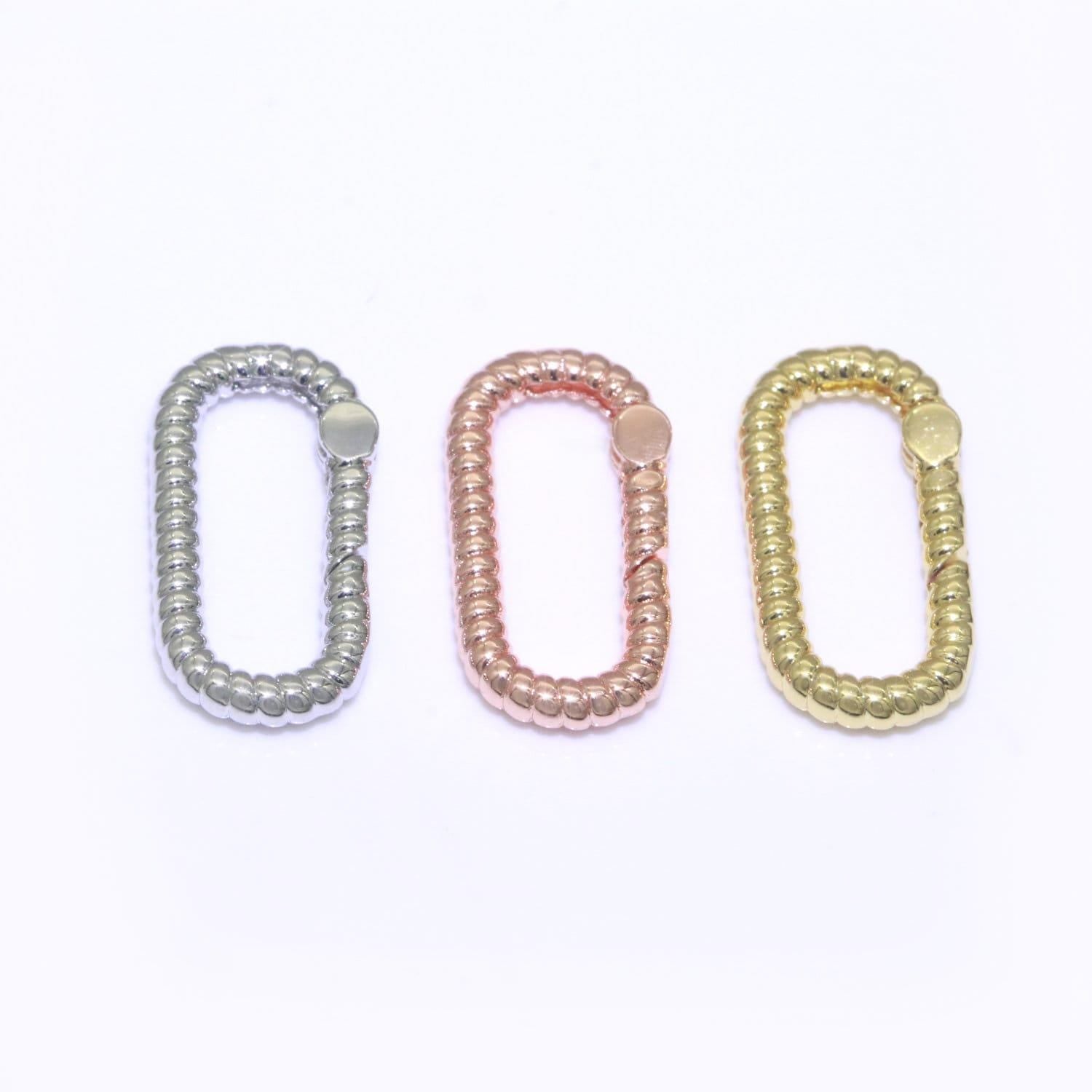 1x twisted gold spring gate ring, 18.8 mm marine rope push gate ring, charm holder clasp for connector bracelet end clasp rose gold silver