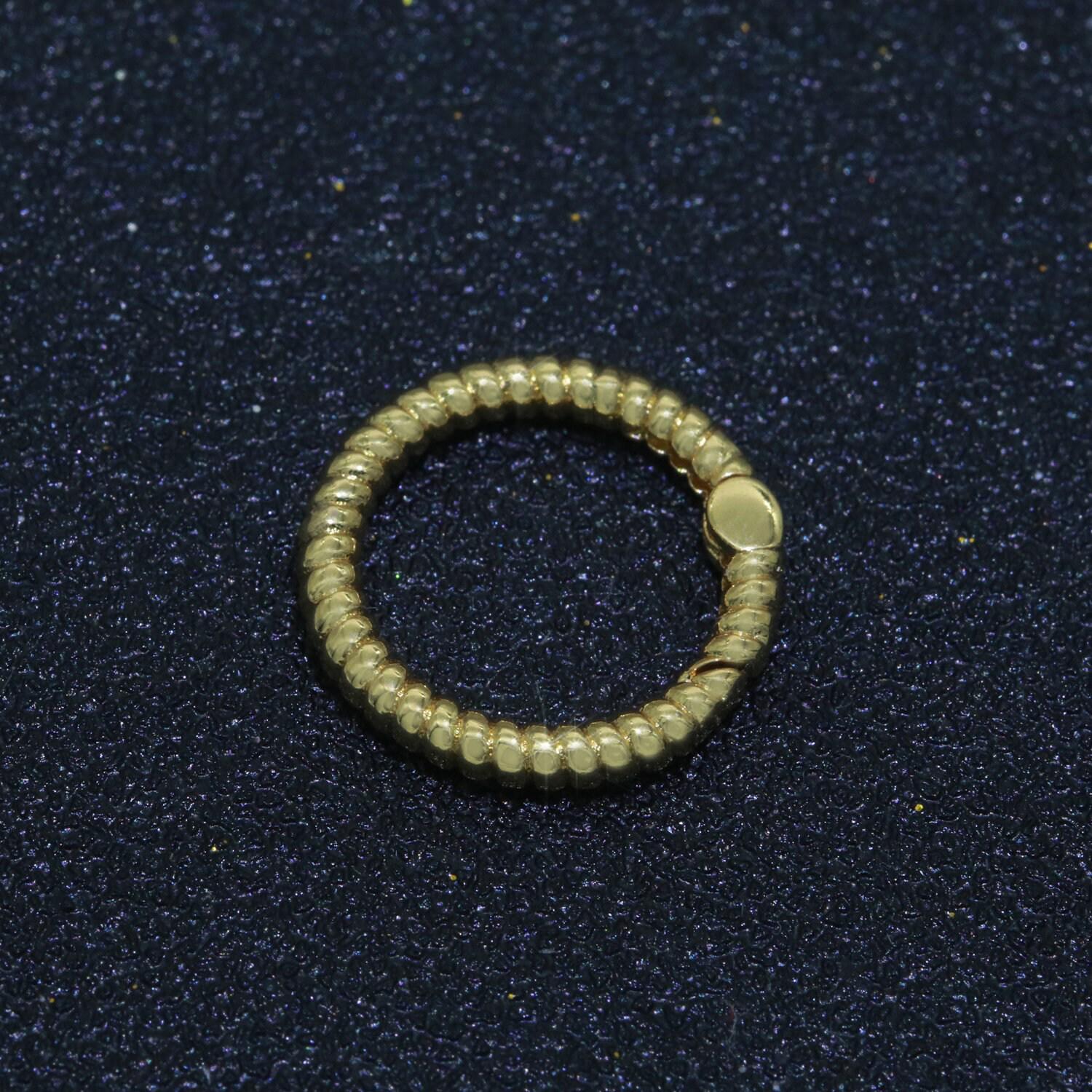 1x twisted gold spring gate ring, 16 mm marine rope push gate ring, charm holder clasp for connector bracelet end clasp rose gold silver