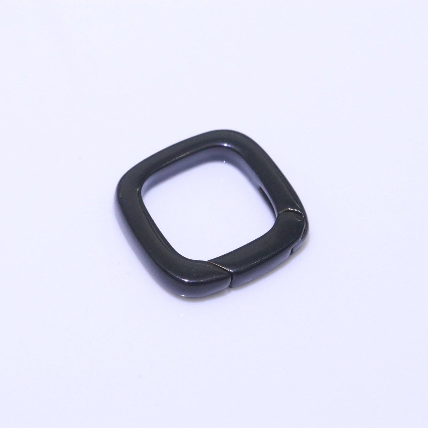 Dainty enamel spring gate ring, push gate ring, 12mm square ring, charm holder pink green red clasp for link connector clasp