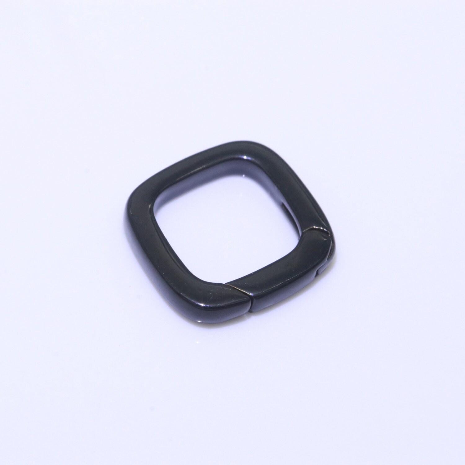 Dainty enamel spring gate ring, push gate ring, 12mm square ring, charm holder pink green red clasp for link connector clasp
