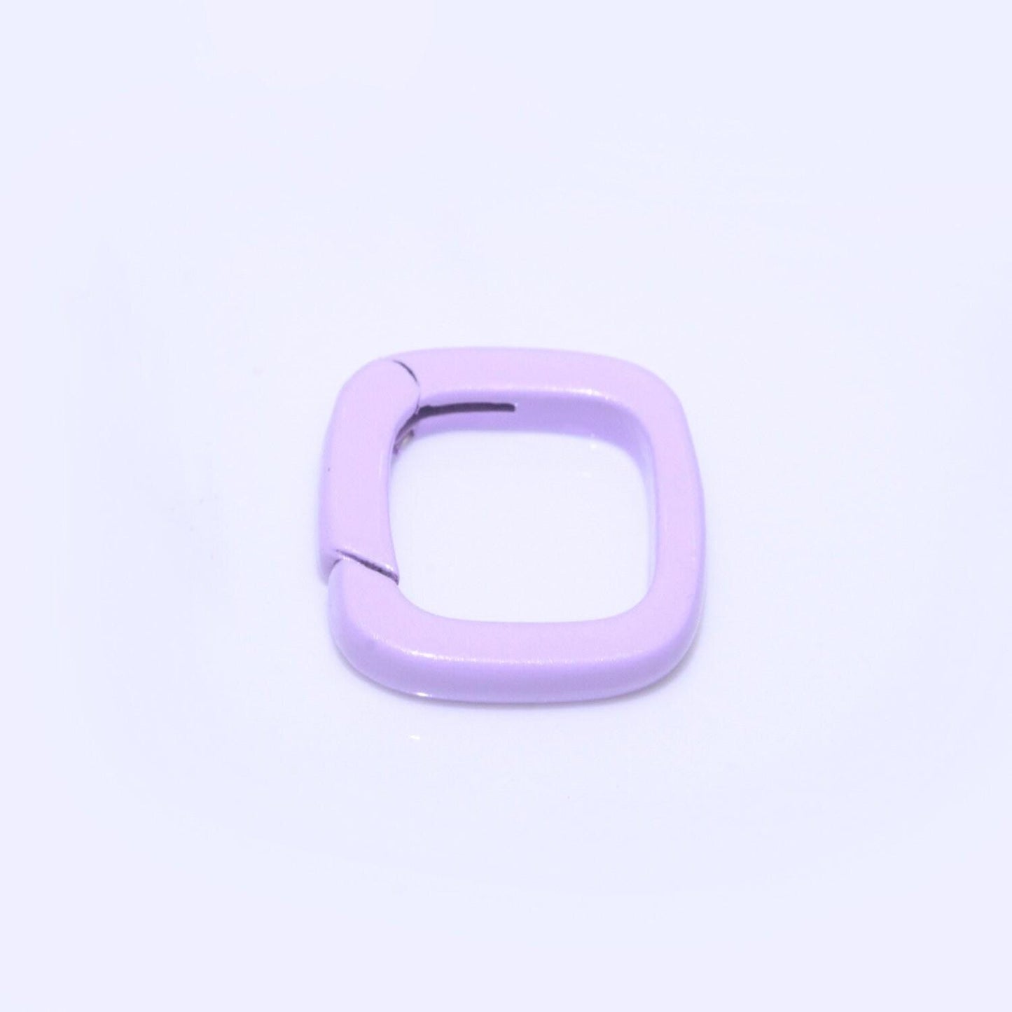 Dainty enamel spring gate ring, push gate ring, 12mm square ring, charm holder pink green red clasp for link connector clasp
