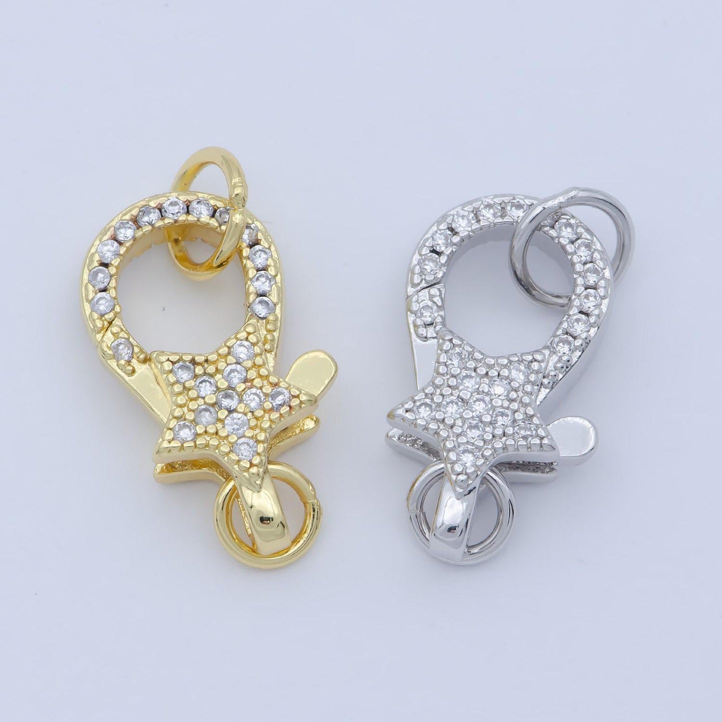 14k gold fill star clasp for bracelet necklace buckle micro paved , cz cubic lobster clasp fastener for beading supplies component