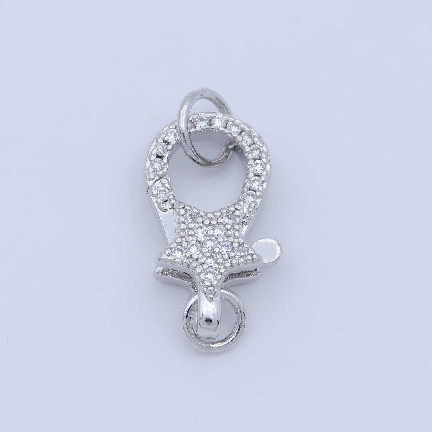 14k gold fill star clasp for bracelet necklace buckle micro paved , cz cubic lobster clasp fastener for beading supplies component