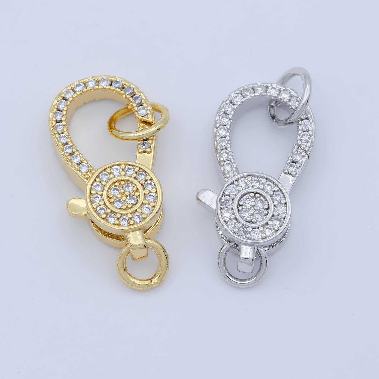 14k gold filled cz micro pave clasp bold big lock clasp, interlock end clasp fastener for bracelet necklace component supp-1219