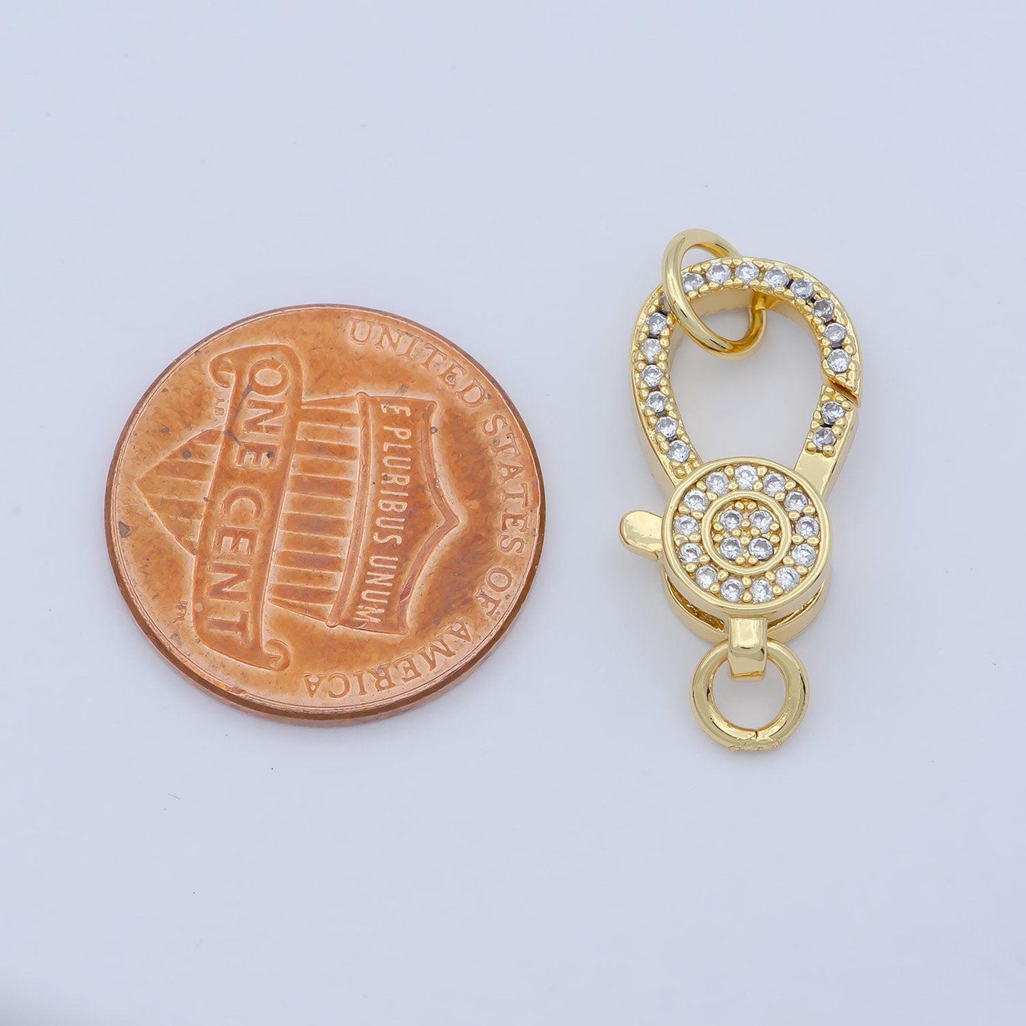 14k gold filled cz micro pave clasp bold big lock clasp, interlock end clasp fastener for bracelet necklace component supp-1219