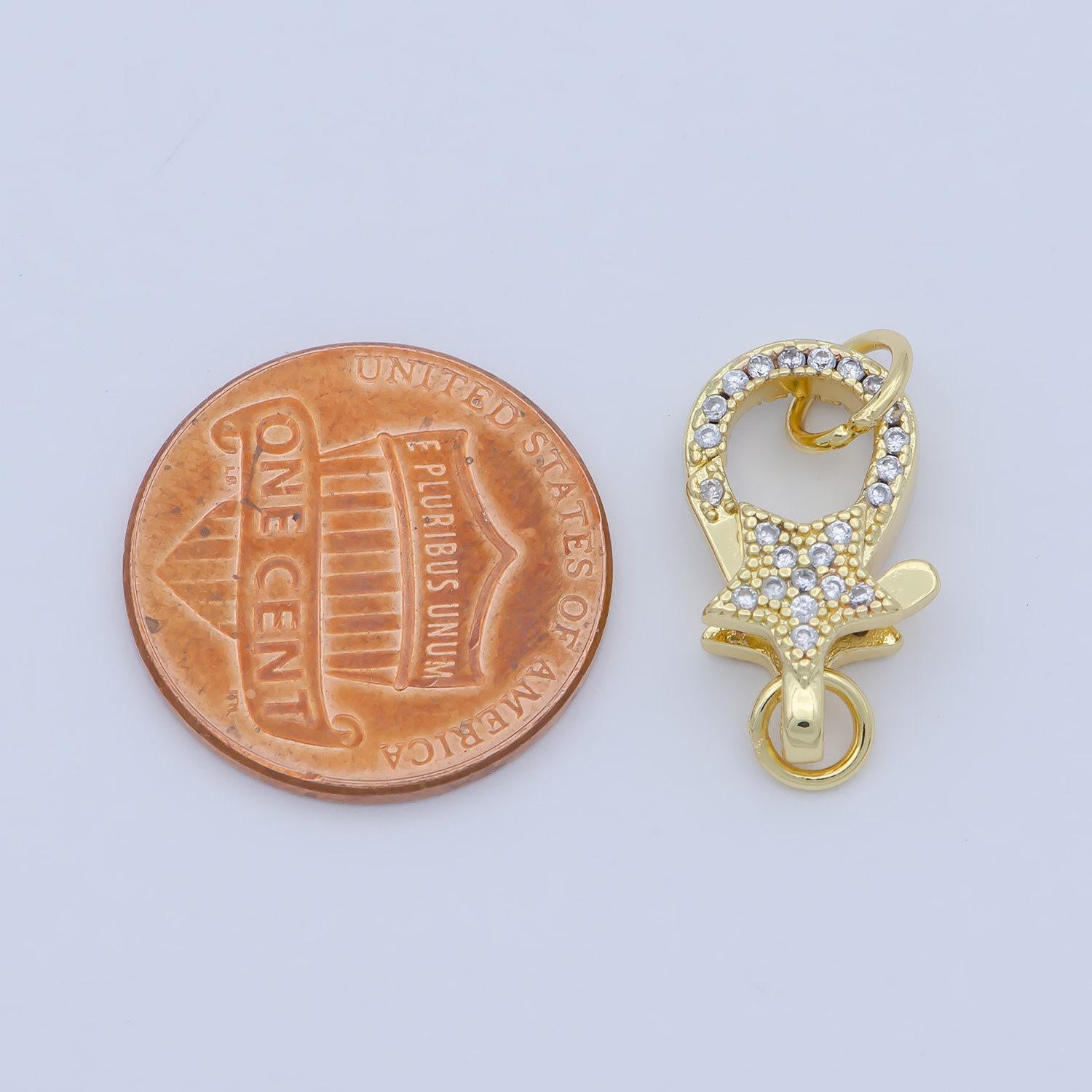 14k gold fill star clasp for bracelet necklace buckle micro paved , cz cubic lobster clasp fastener for beading supplies component