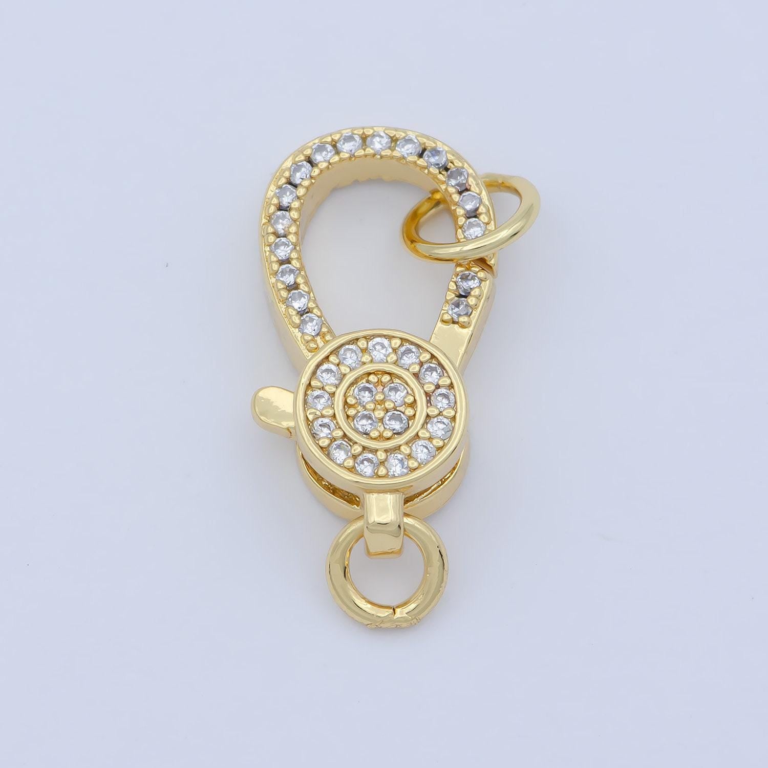 14k gold filled cz micro pave clasp bold big lock clasp, interlock end clasp fastener for bracelet necklace component supp-1219