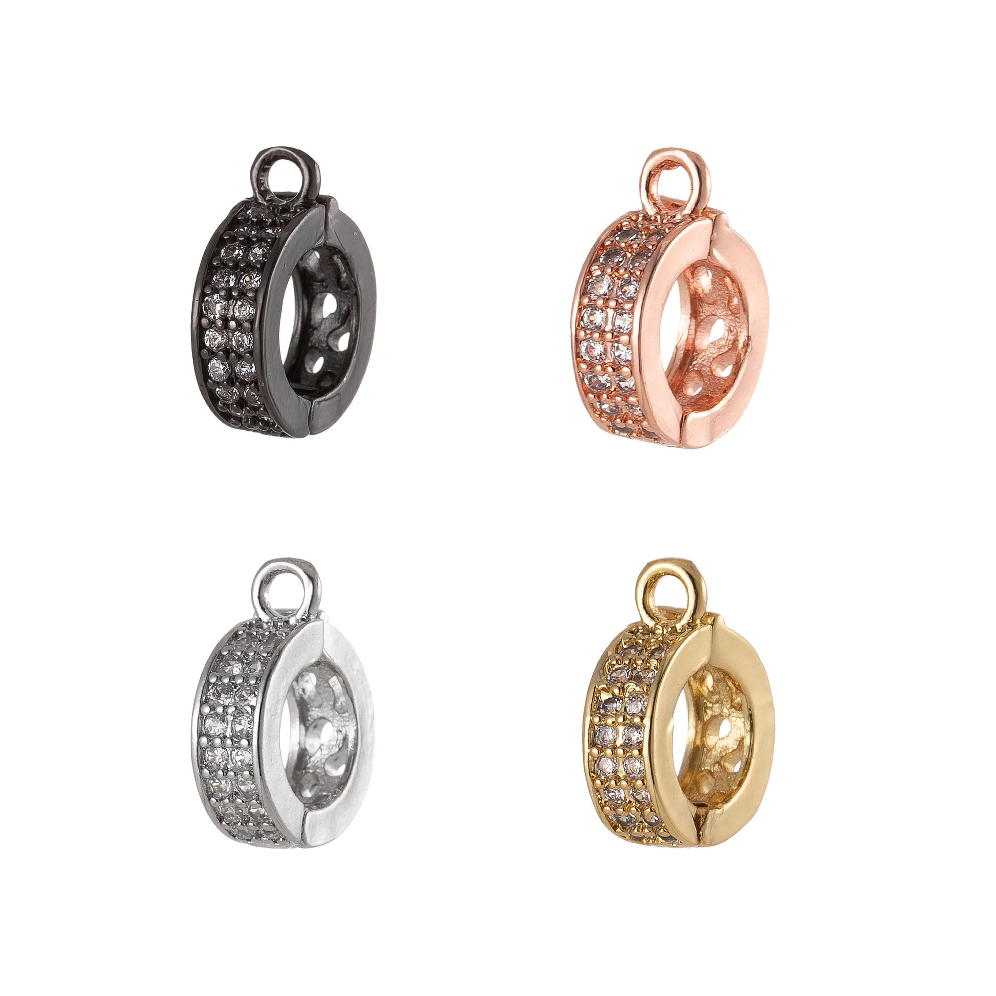 1x 11mmx9mm gold bead spacer with open link 2.7mmx0.8mm(20 gauge) gold silver connector cz pave beaded charm jewelry making supplies,1202