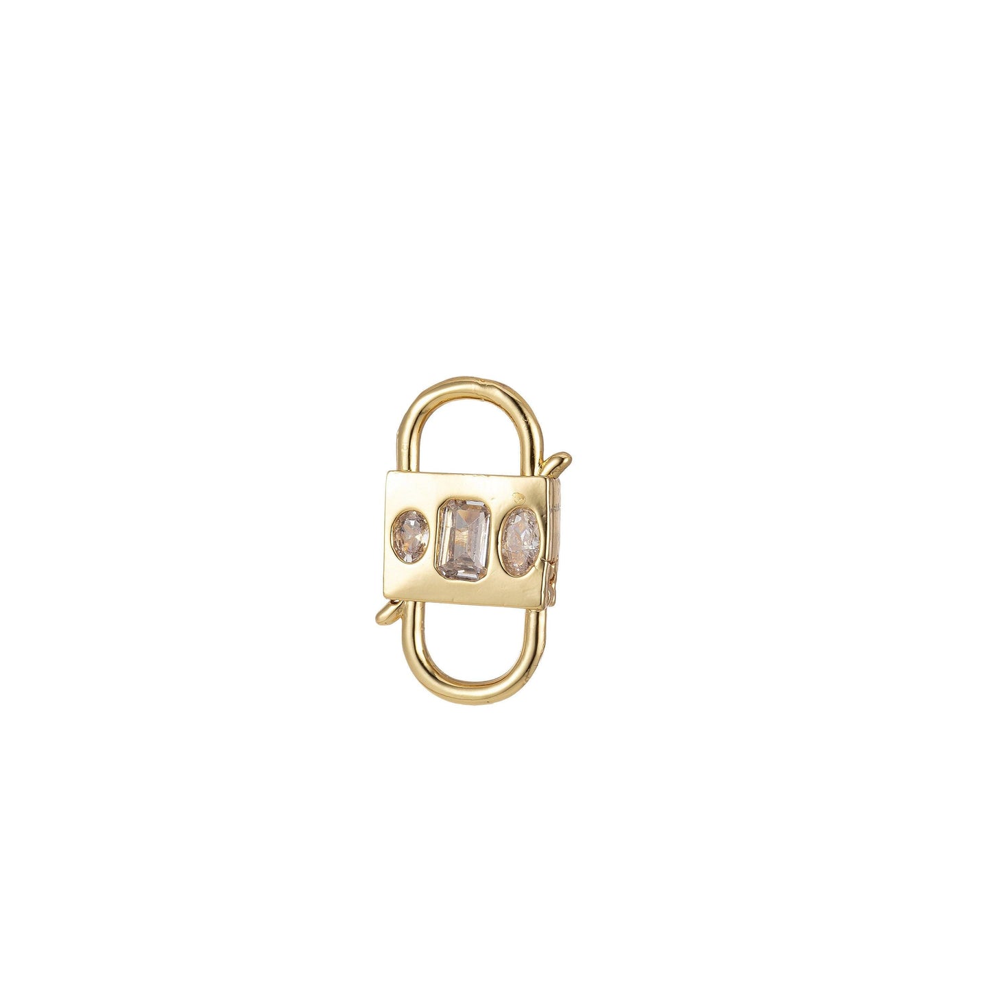 Tiny gold cz micro pave clasp lock, interlock cubic clasp fastener for bracelet necklace clear cz supply l-348
