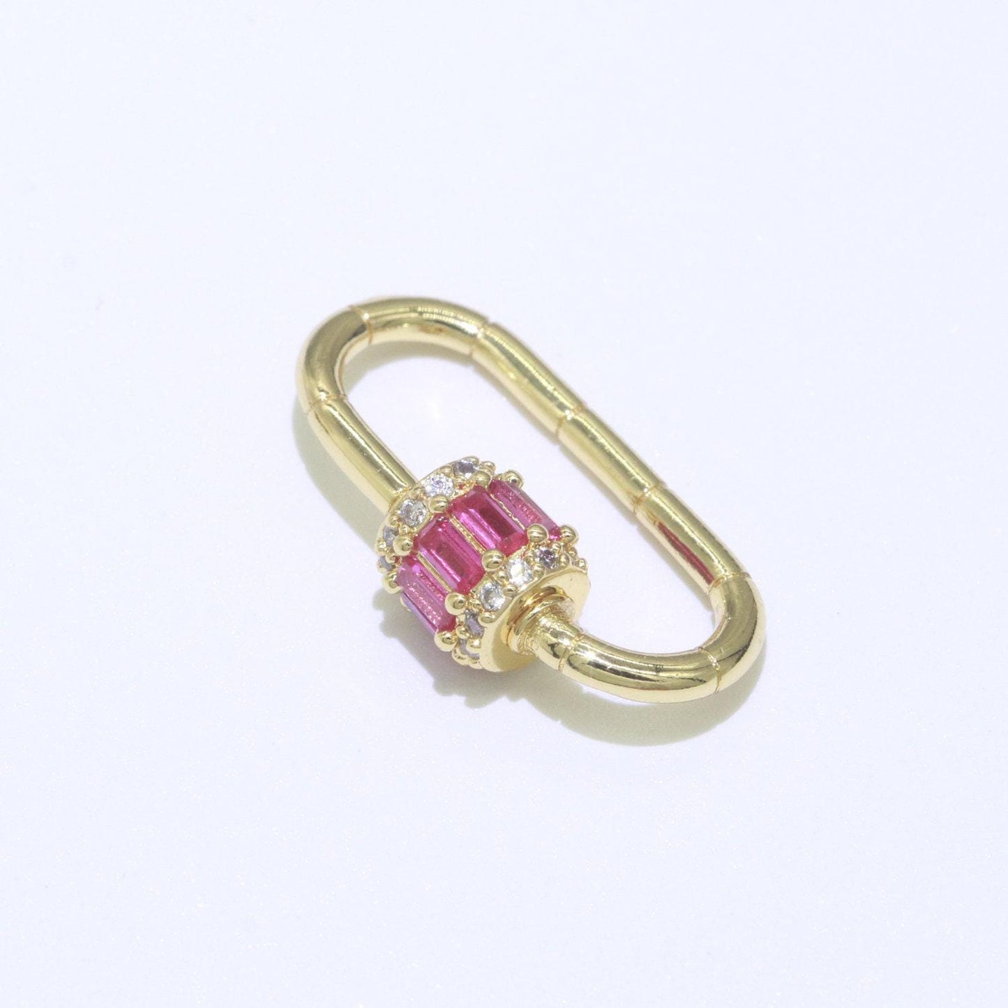 1pc carabiner screw clasp cubic zirconia fancy interlocking clasp, pave oval shaped clasps, gold fancy glass supp-1195