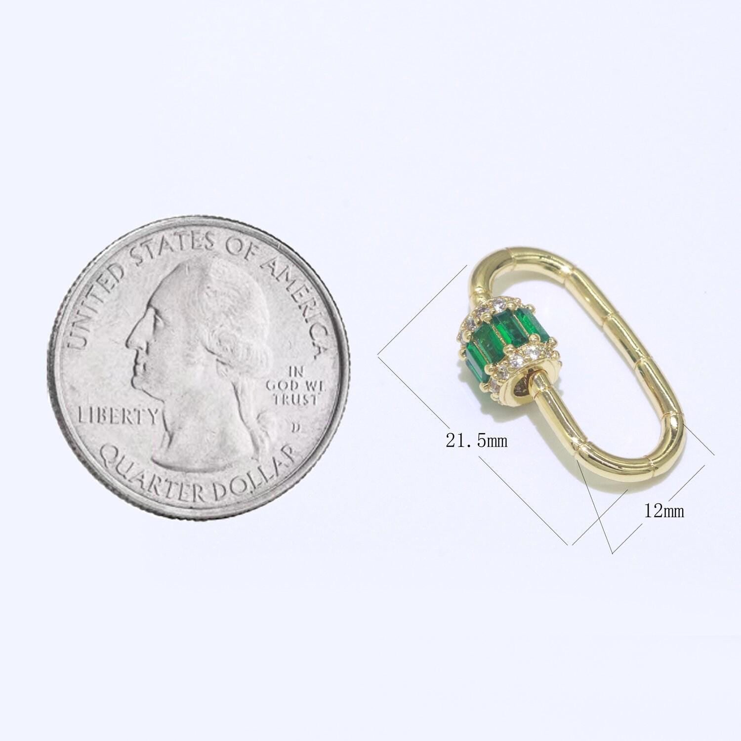 1pc carabiner screw clasp cubic zirconia fancy interlocking clasp, pave oval shaped clasps, gold fancy glass supp-1195