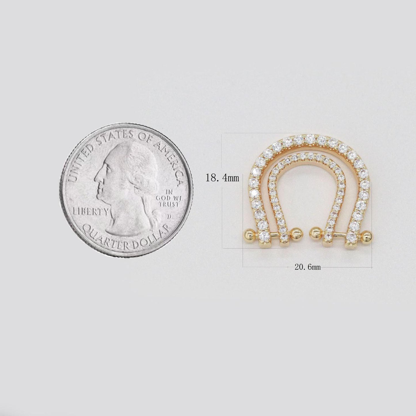 Micro pave gold rainbow shape charm for necklace pendant cubic zirconia harp charm pendant connector l-333
