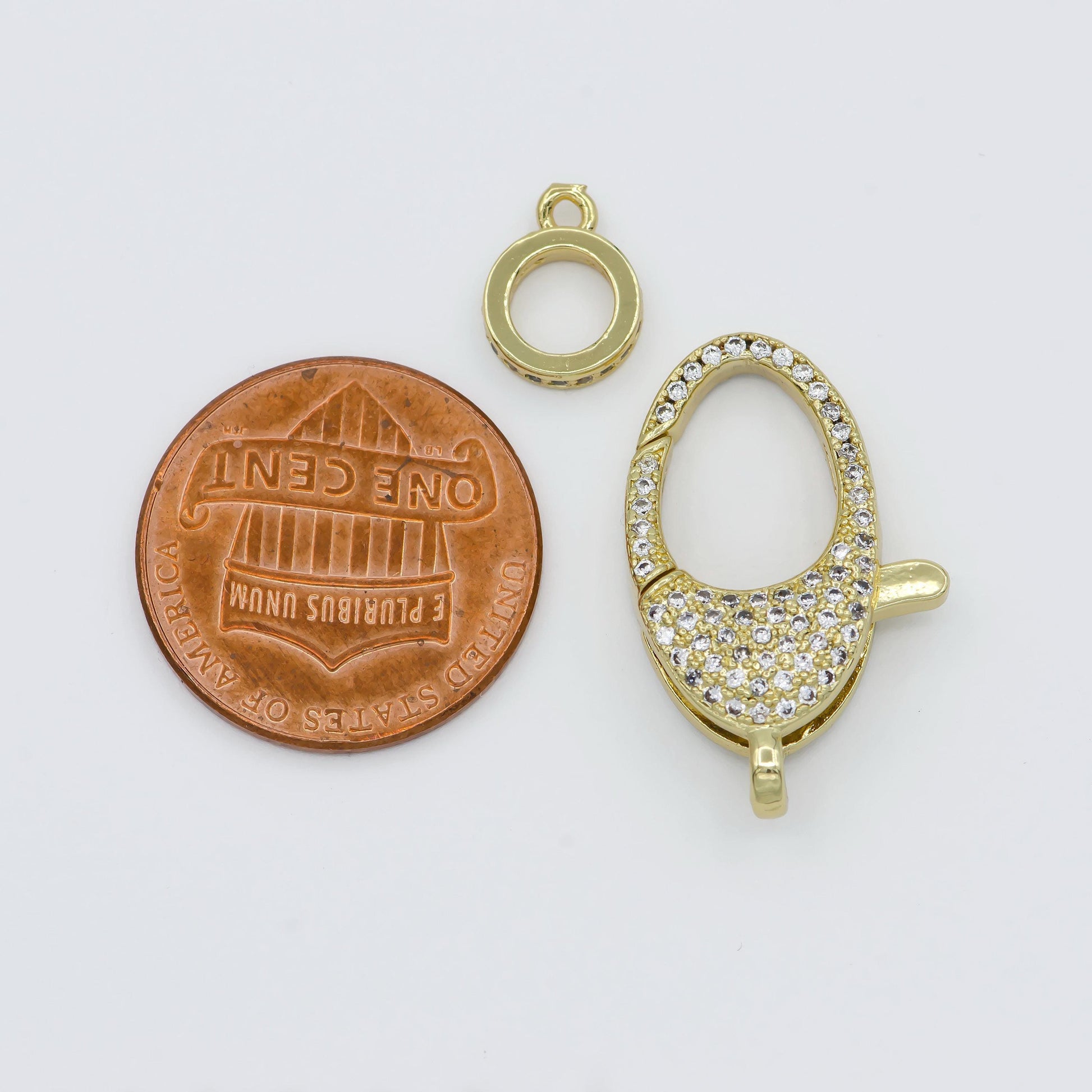 Dainty crystal gold filled oval lobster clasp with jump ring - l-315