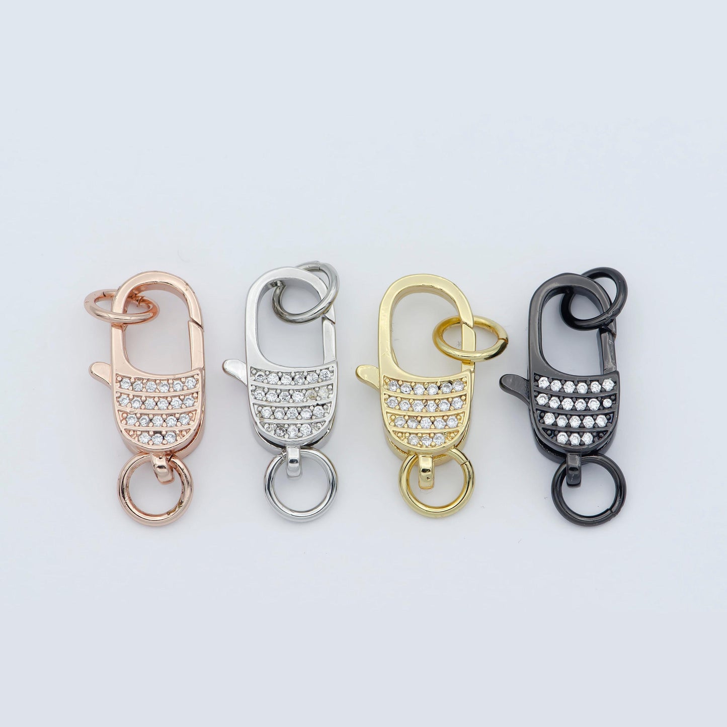 14k gold fill end clasp for bracelet necklace buckle micro paved , cz cubic lobster clasp fastener for beading supplies component l-301