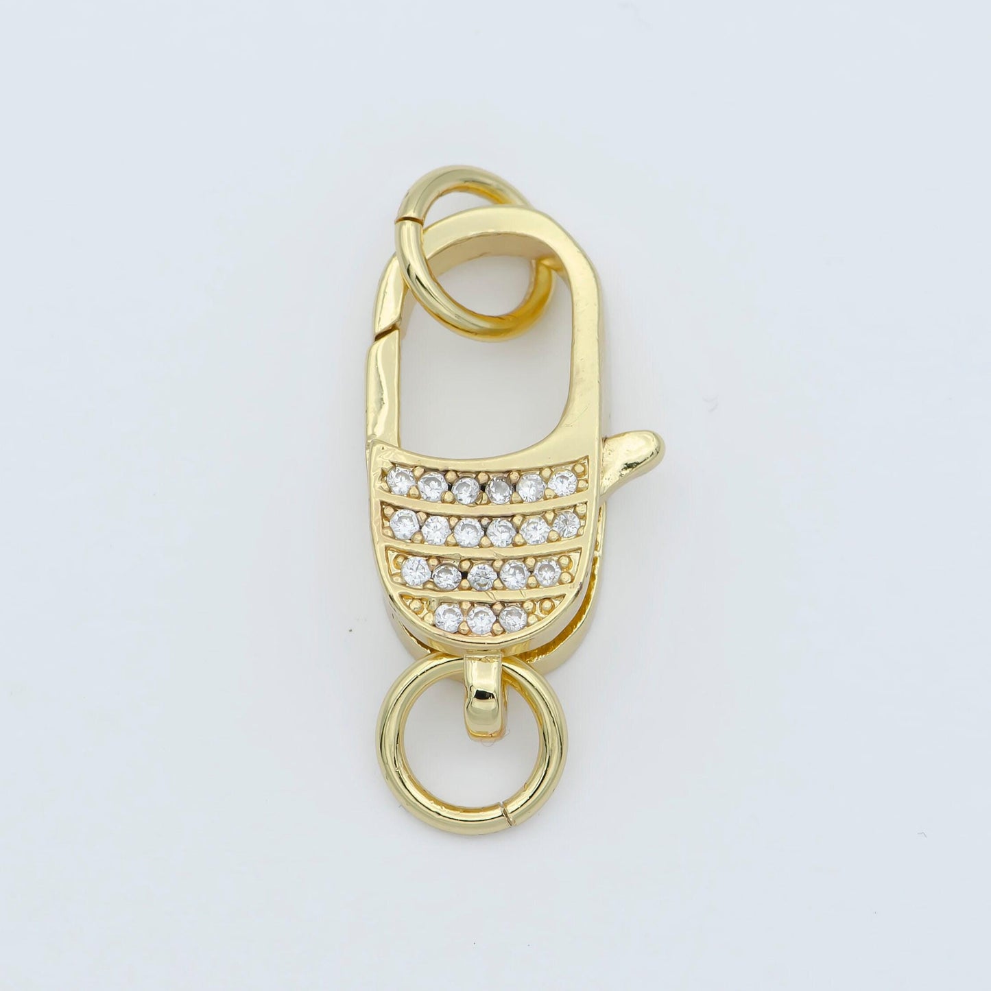 14k gold fill end clasp for bracelet necklace buckle micro paved , cz cubic lobster clasp fastener for beading supplies component l-301