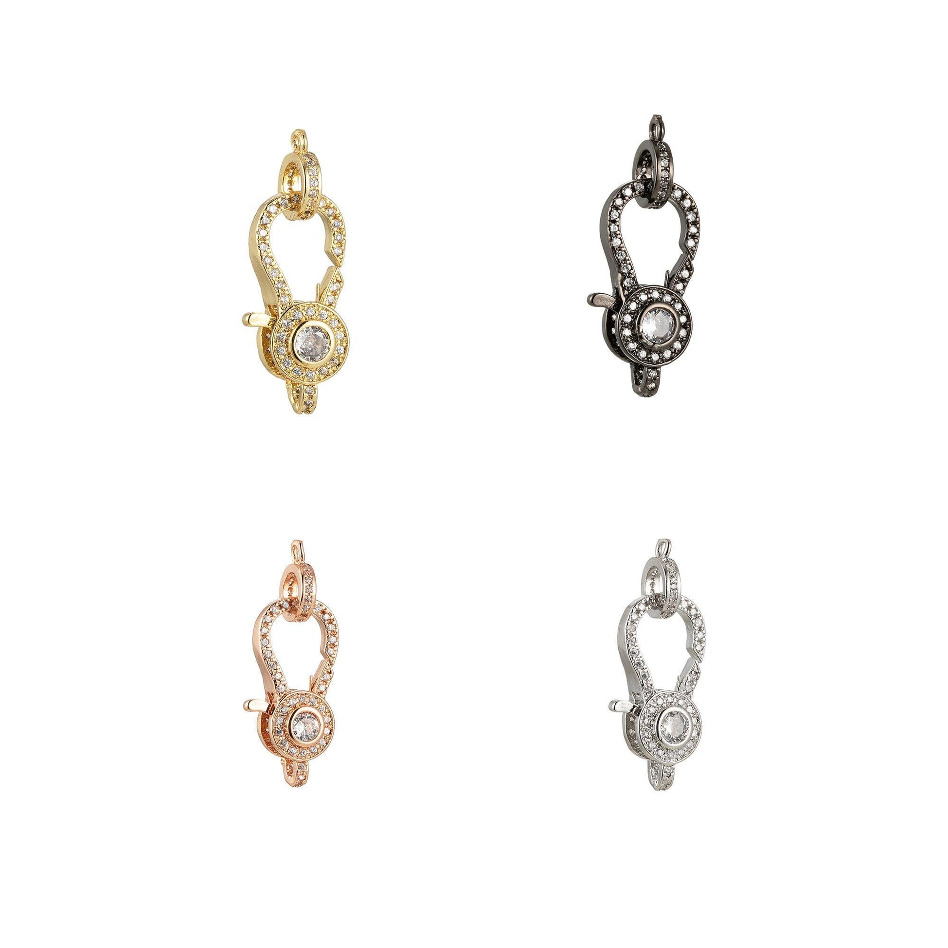 Full cz lobster clasp unique design lobster claw with jump ring for necklace bracelet making supply