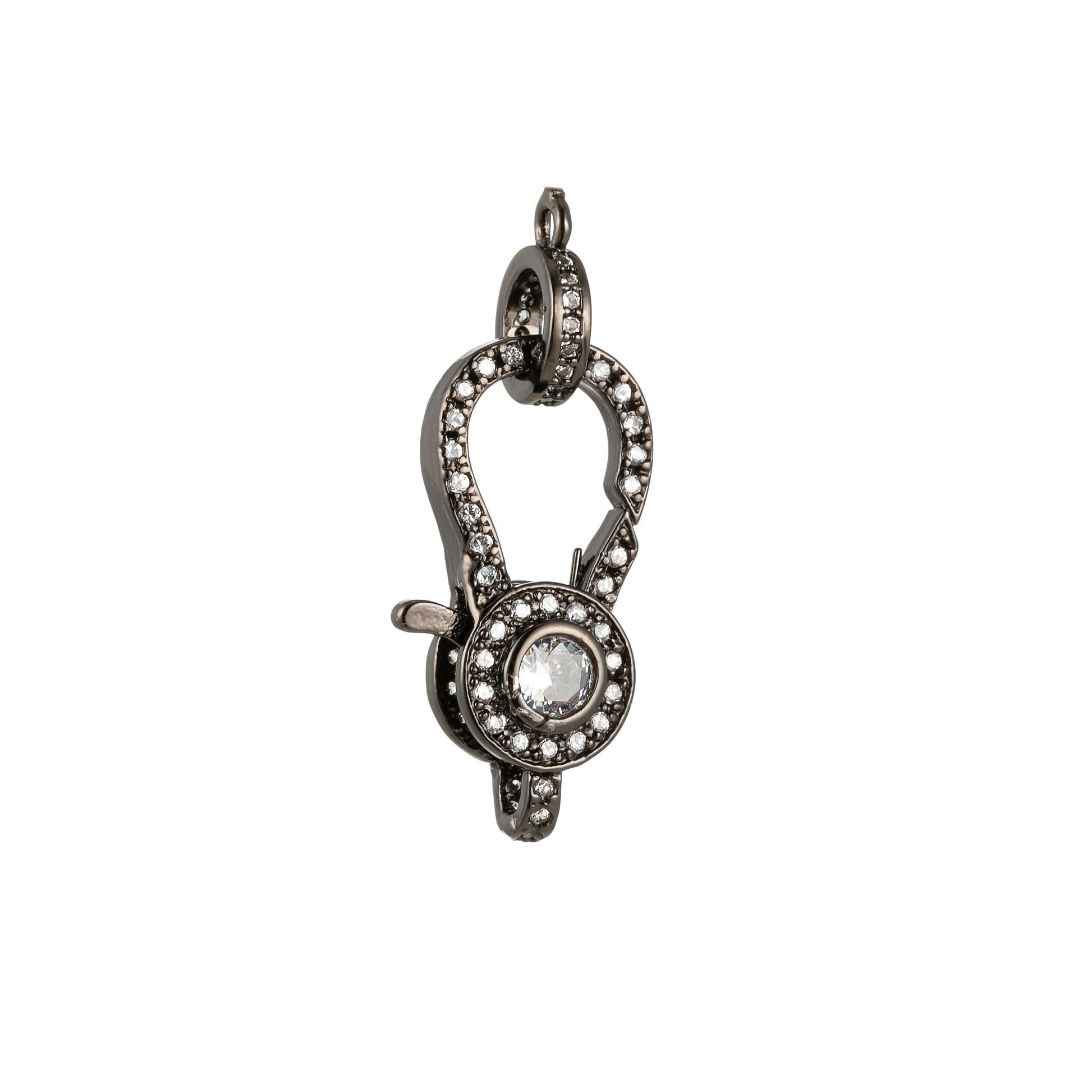 Full cz lobster clasp unique design lobster claw with jump ring for necklace bracelet making supply