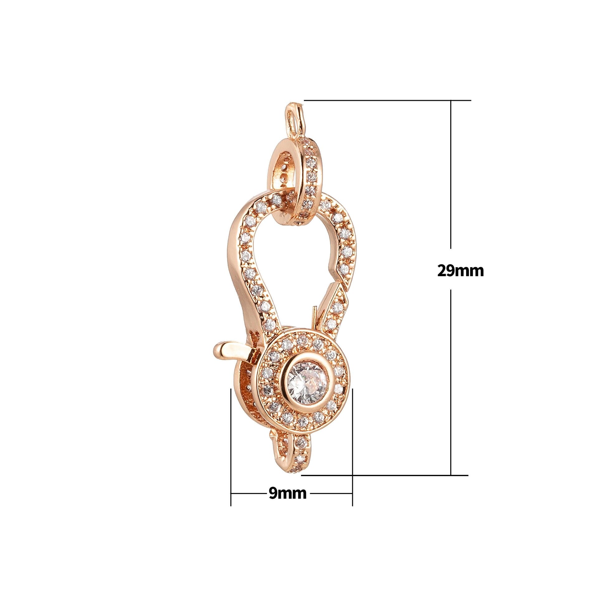 Full cz lobster clasp unique design lobster claw with jump ring for necklace bracelet making supply