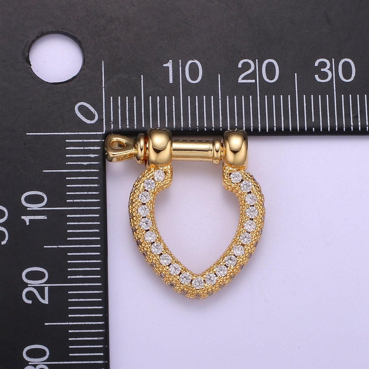 Paracord u lock shackle clasp with screw rod carabiner anchor clasp, clear cz paved ,for necklace bracelet making supply component