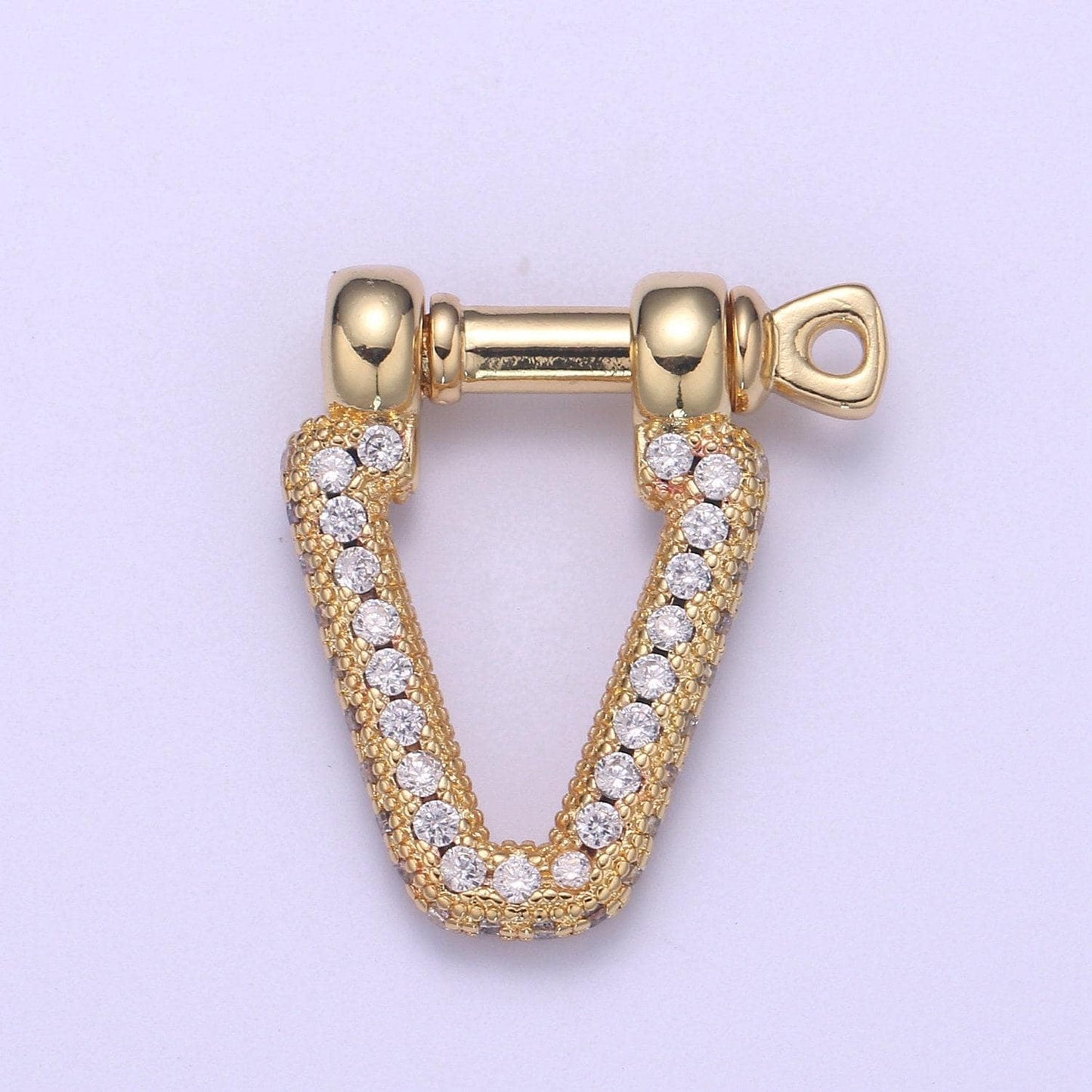 Micro pave bracelet closure, horseshoe clasp, shackle and screw, 14k gold filled bracelet clasp, horseshoe shackle, necklace hardware