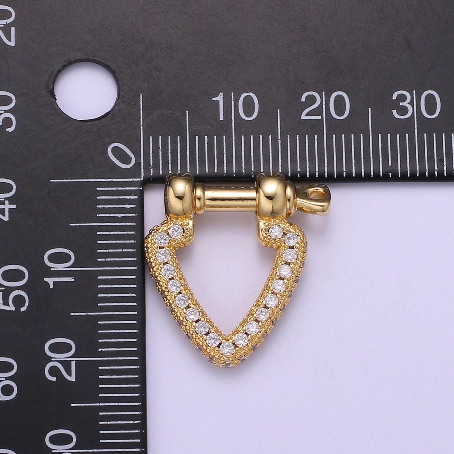 Full cz gold v clasp with screw rod for u lock micro pave carabiner clasp anchor shackle for jewelry making component supp 1162