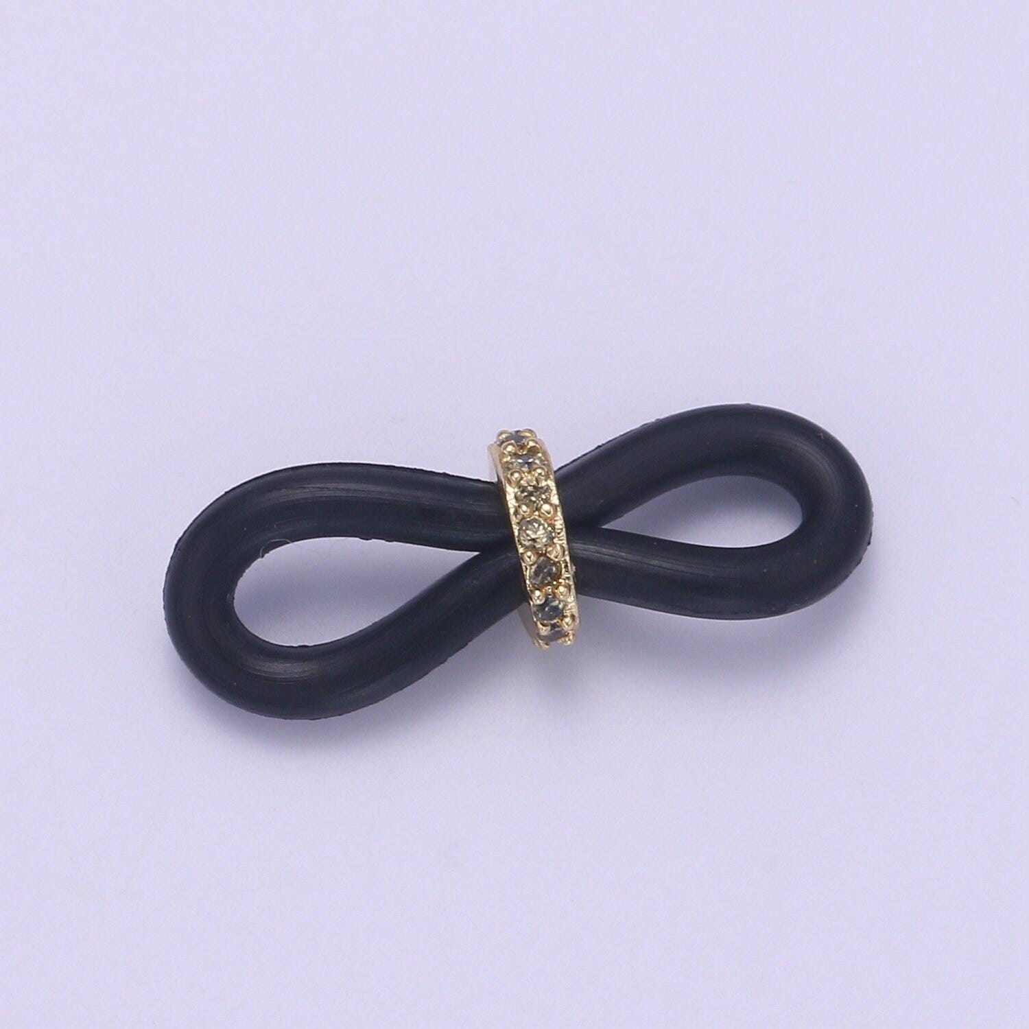 Rubber parts with adjustable cz beads, rubber ends for facemask eyewearholder, one pair of rubber grips, replacement parts / one pair
