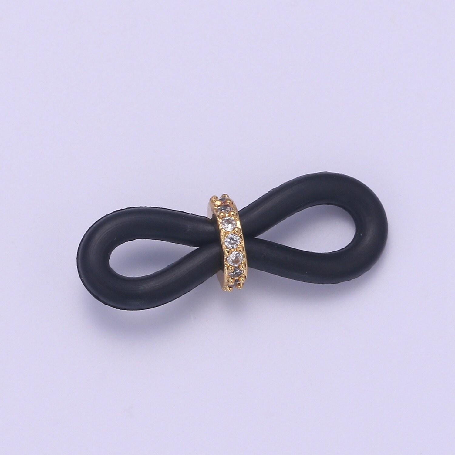 Rubber parts with adjustable cz beads, rubber ends for facemask eyewearholder, one pair of rubber grips, replacement parts / one pair