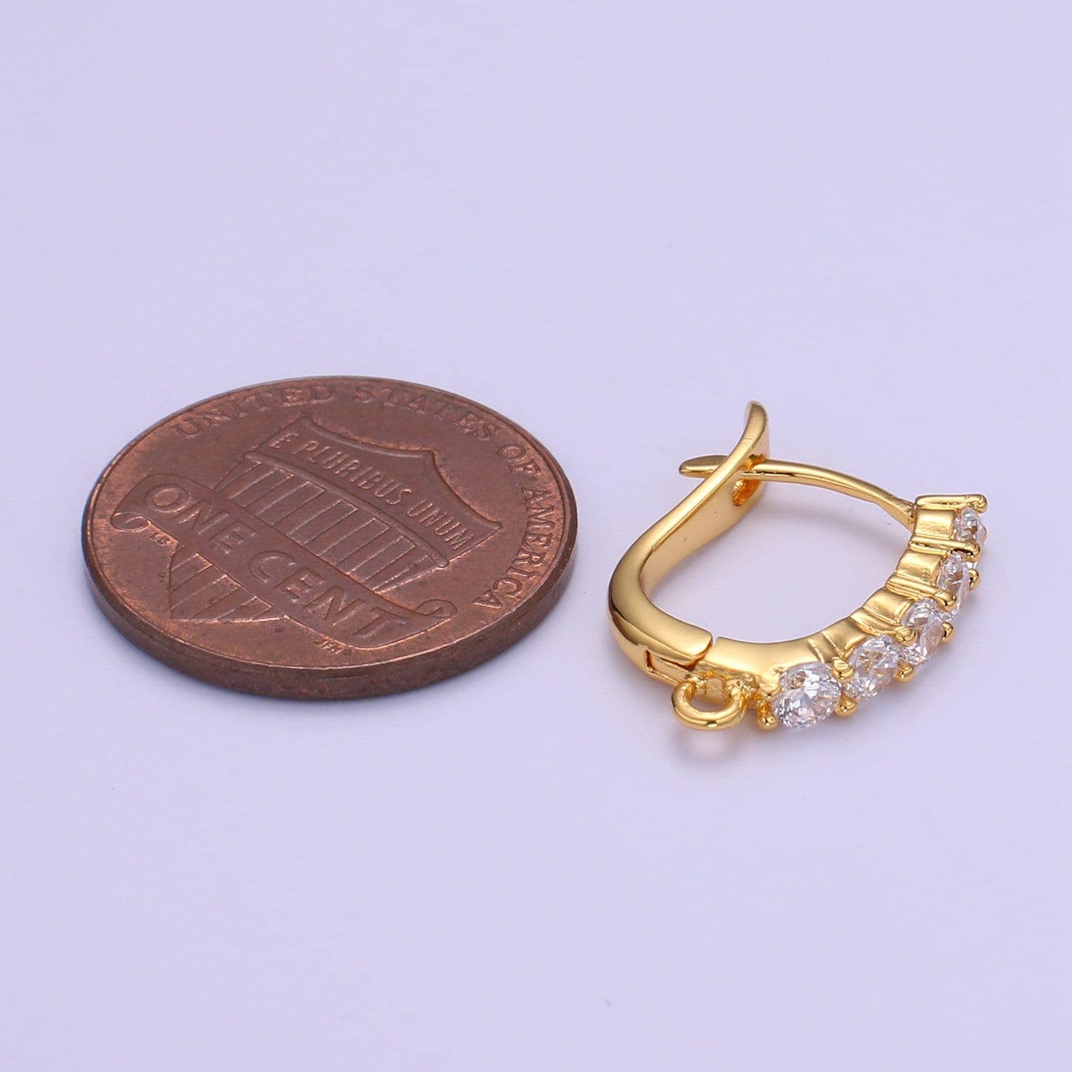 1pair 18x13mm gold huggie earring one touch w/ open link 24k gold plated earring nickel and lead free, lever back earring making supply