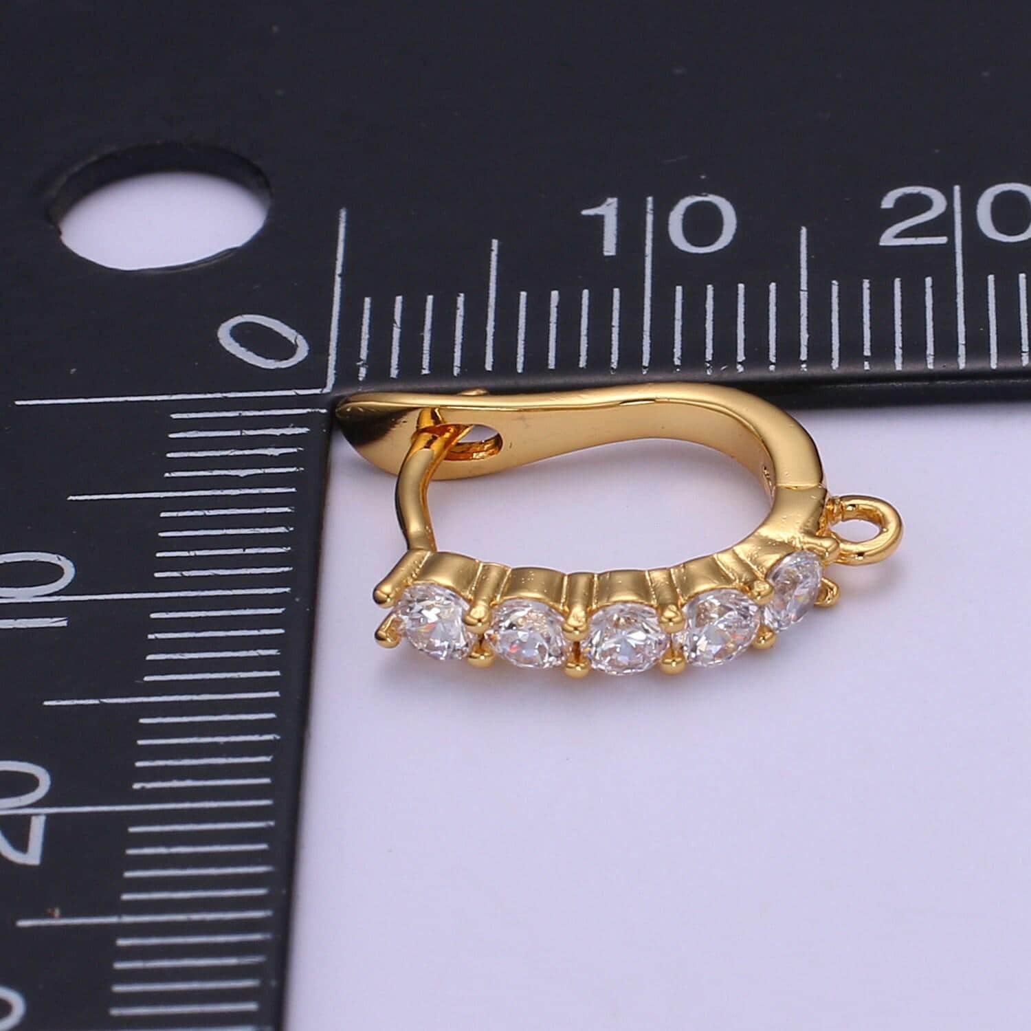 1pair 18x13mm gold huggie earring one touch w/ open link 24k gold plated earring nickel and lead free, lever back earring making supply