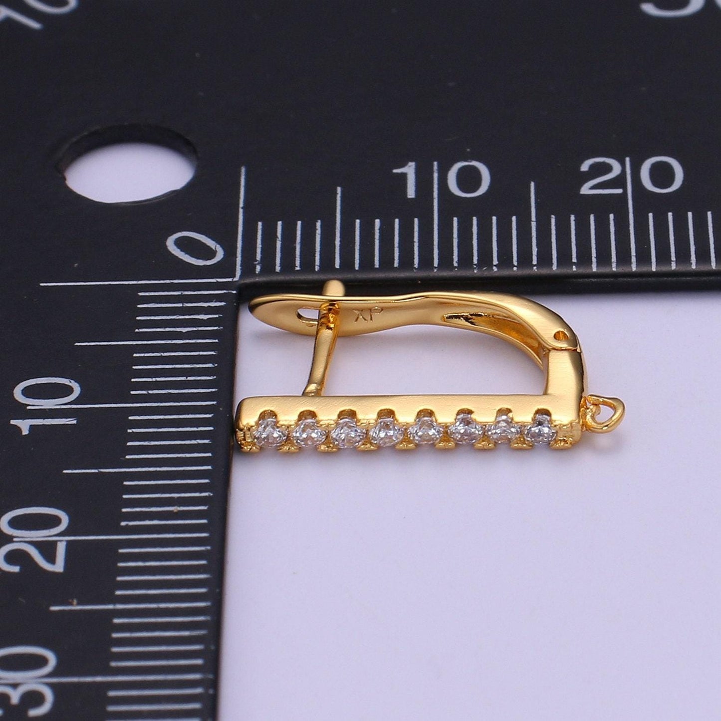 Gold lever back earring findings cz huggie earring with open link for earring component supply jewelry making