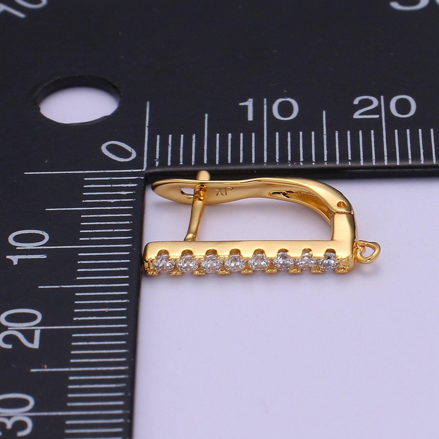 Gold lever back earring findings cz huggie earring with open link for earring component supply jewelry making