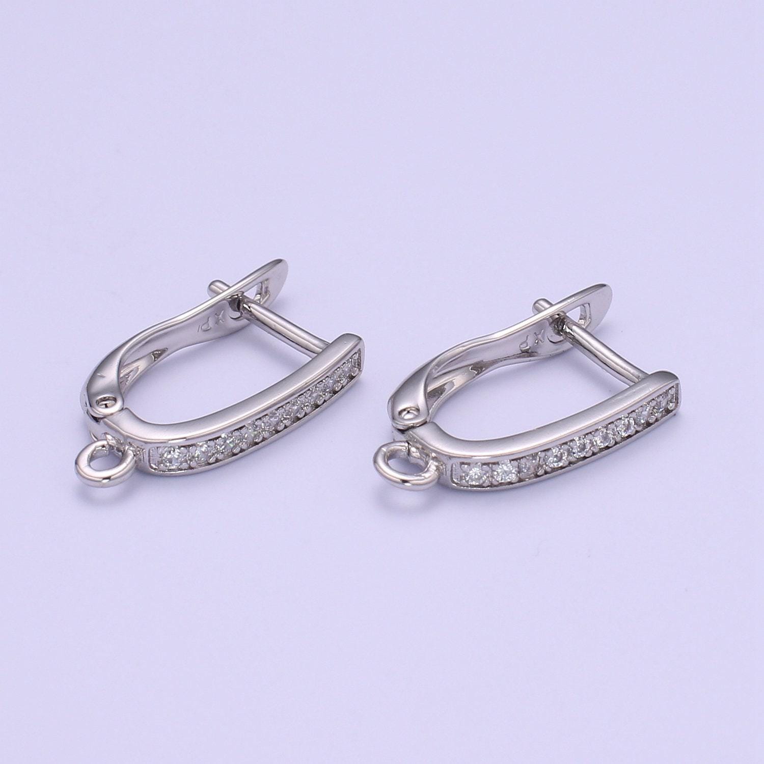 Gold one touch w/ open link lever hoop earring making, 17.6x10 mm, nickel free lead free for earring charm making findings